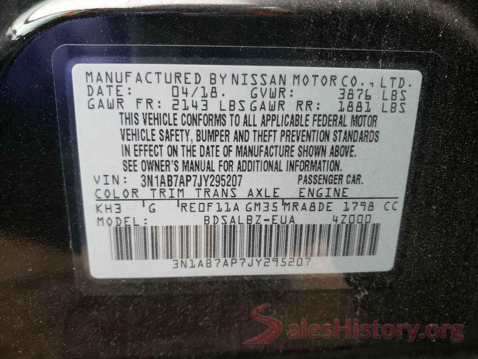 3N1AB7AP7JY295207 2018 NISSAN SENTRA