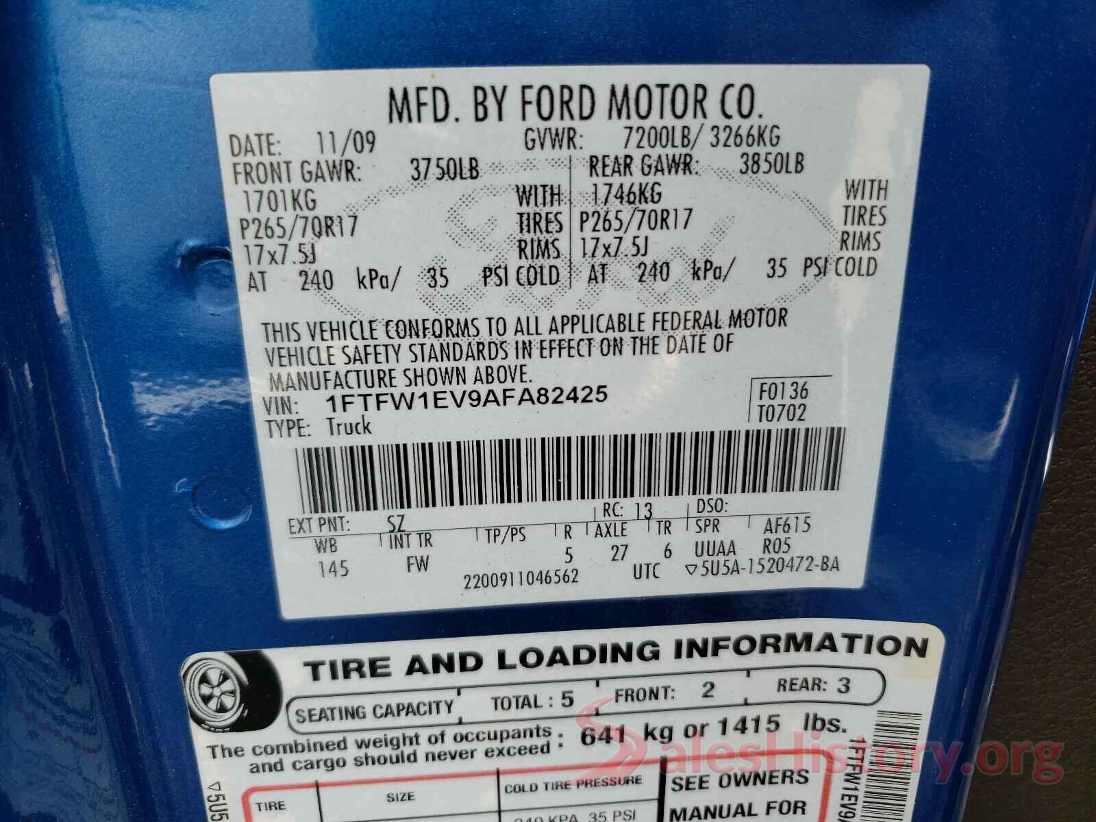 2HKRM4H57GH676901 2010 FORD F150