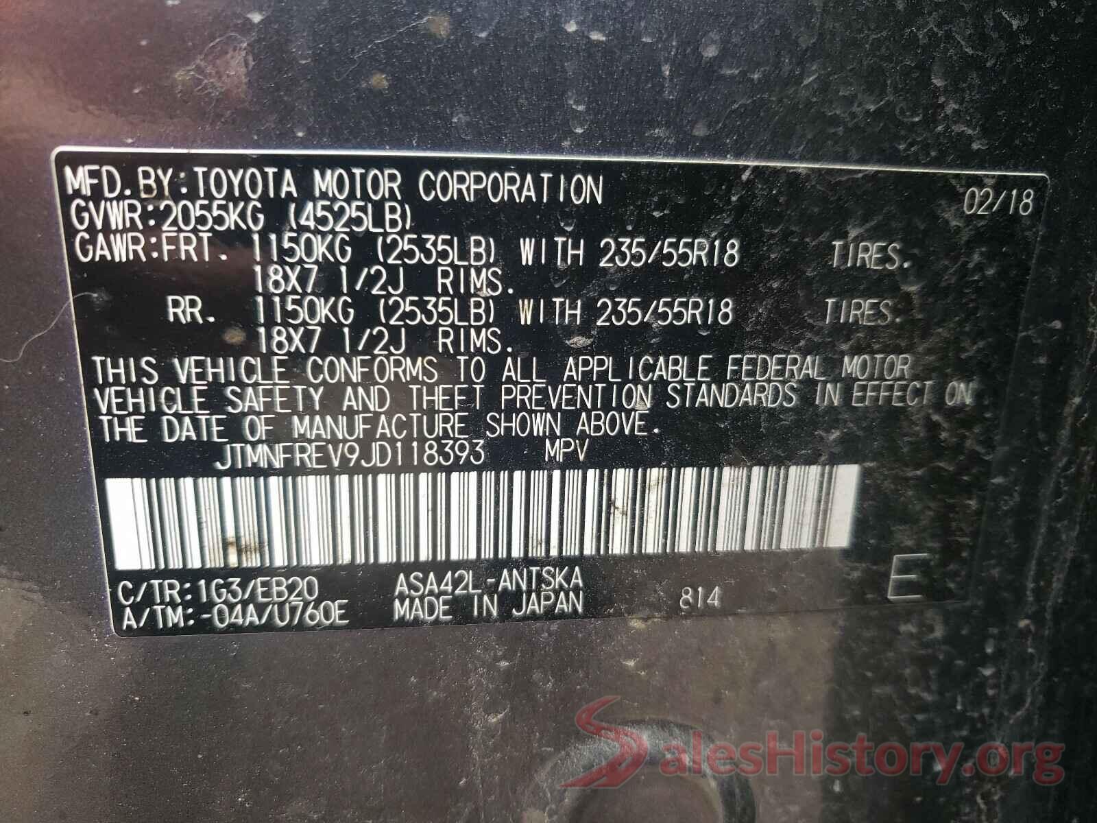 JTMNFREV9JD118393 2018 TOYOTA RAV4