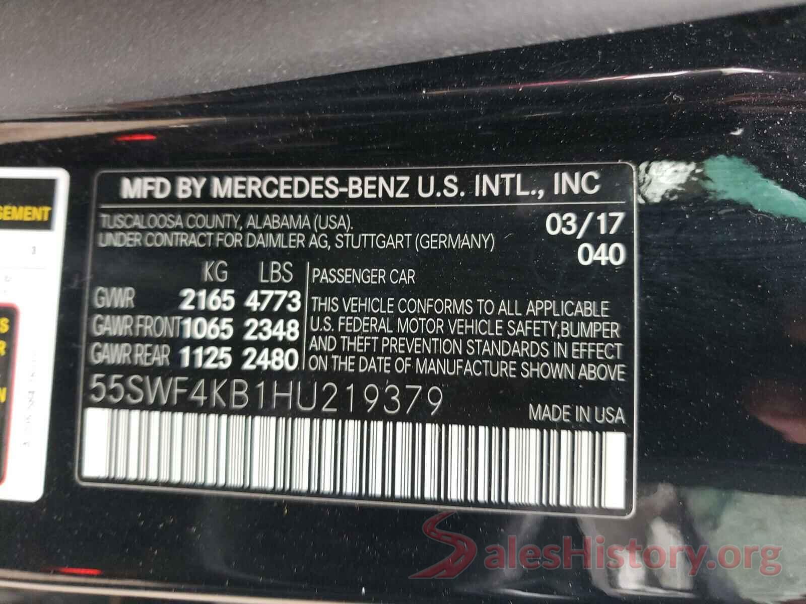 55SWF4KB1HU219379 2017 MERCEDES-BENZ C CLASS