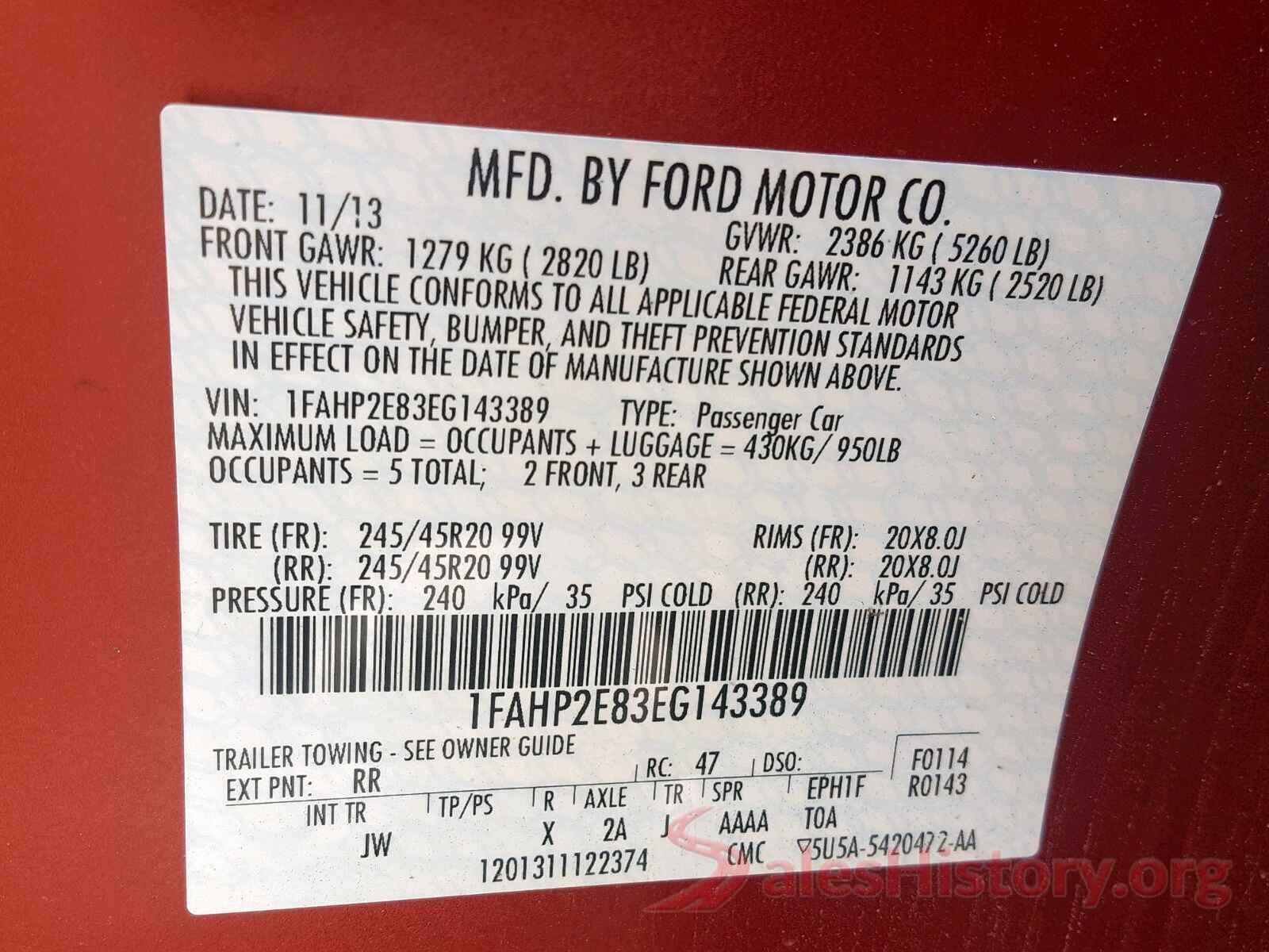 5NPE24AF4GH406676 2014 FORD TAURUS