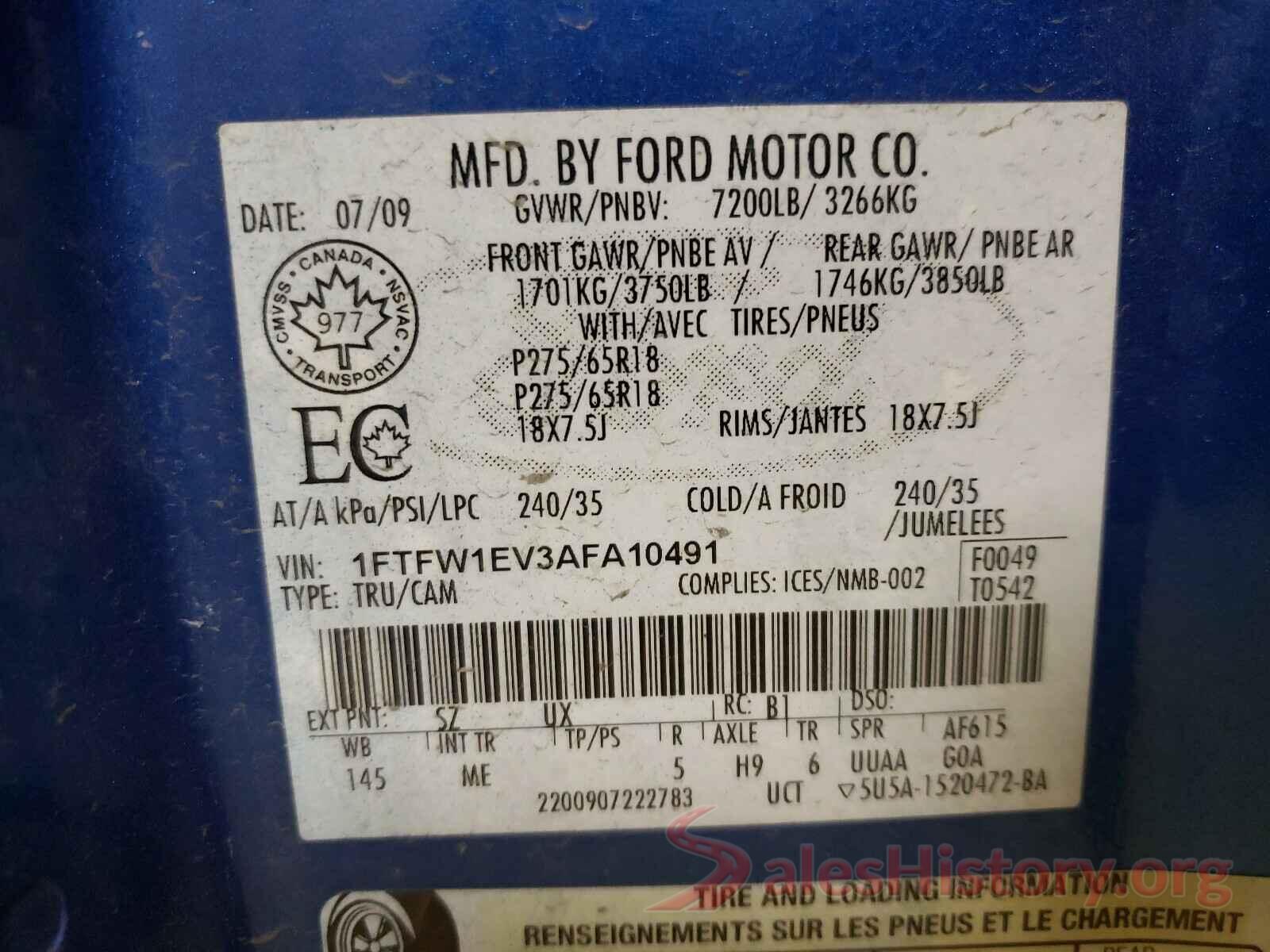 5NPDH4AE0GH740396 2010 FORD F150