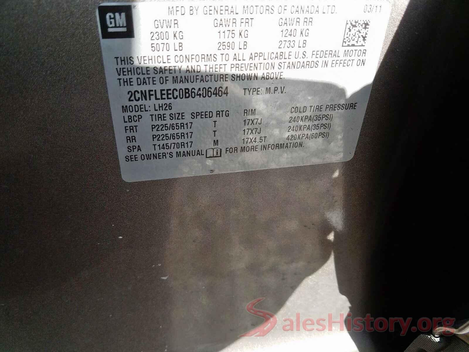 5NPE34AF9HH505203 2011 CHEVROLET EQUINOX