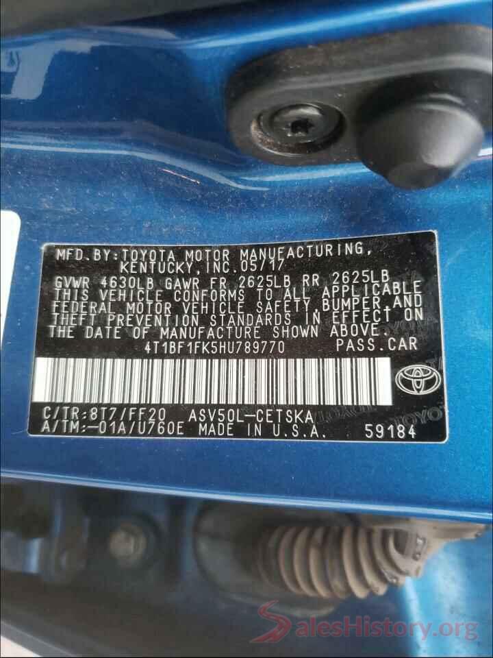 4T1BF1FK5HU789770 2017 TOYOTA CAMRY