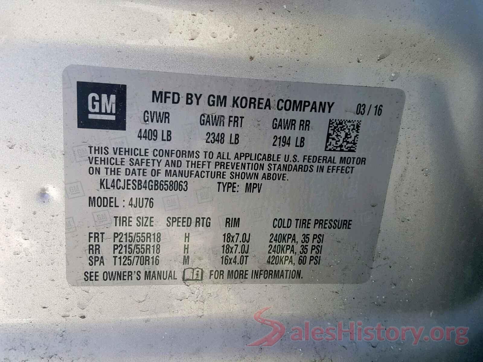 KL4CJESB4GB658063 2016 BUICK ENCORE