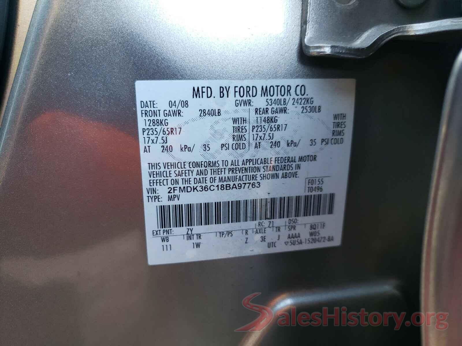 5N1AT2MV4HC870000 2008 FORD EDGE