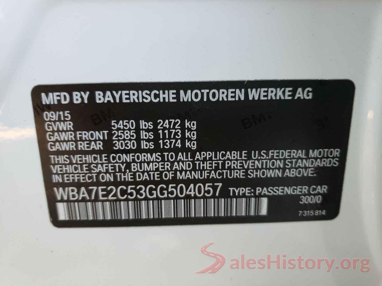 JF2GTAMC7KH319479 2016 BMW 7 SERIES