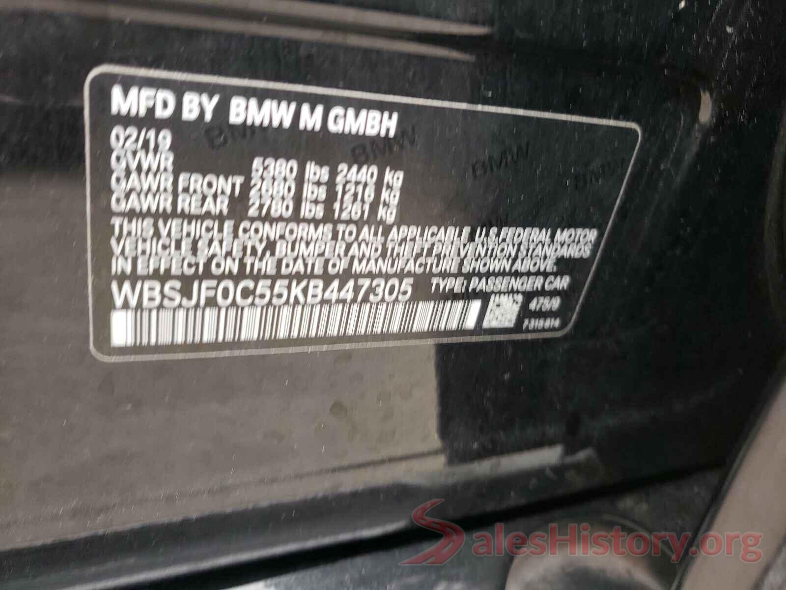 1N4AA6AP9GC402601 2019 BMW M5