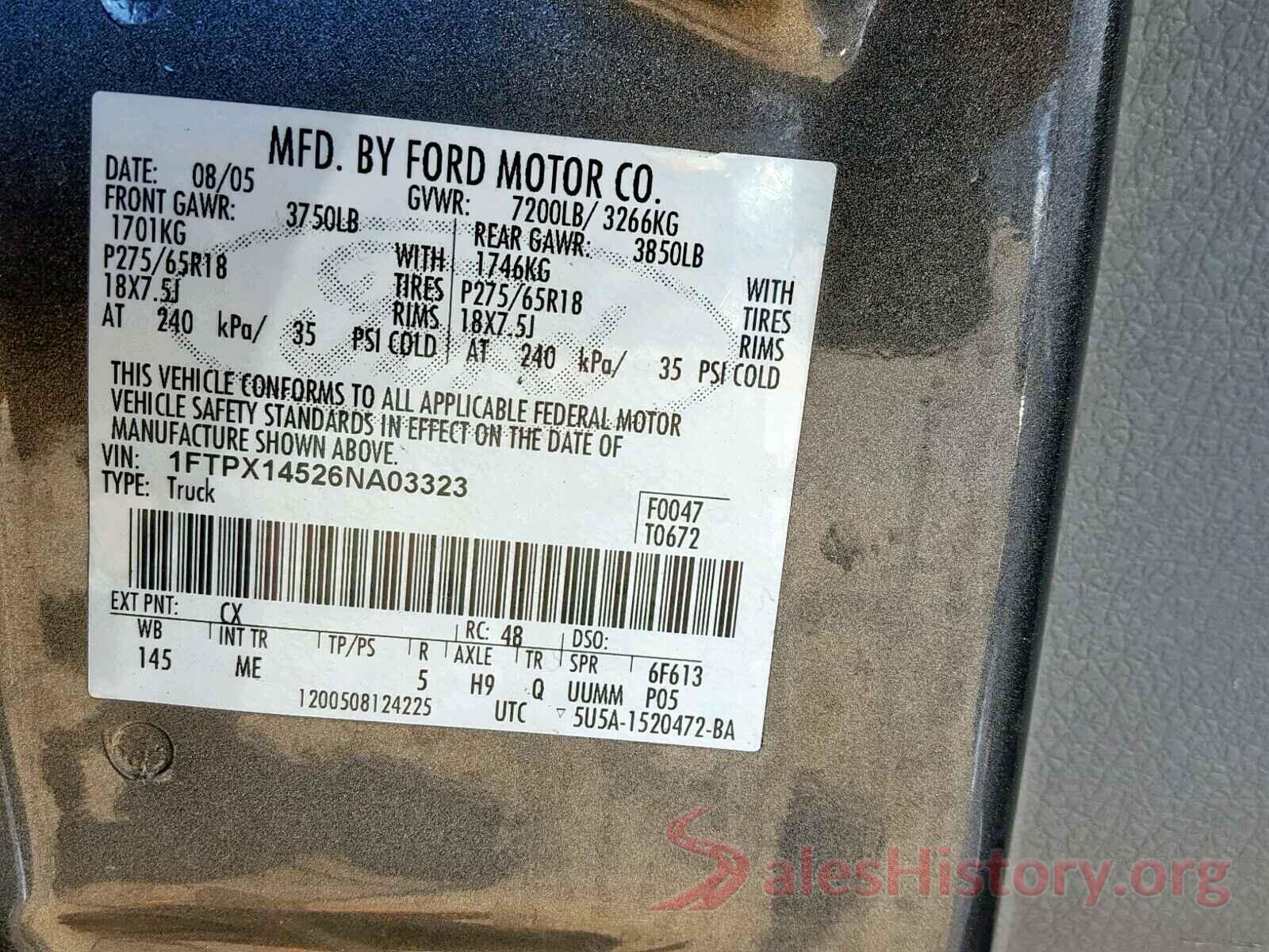 5XYPGDA3XGG011893 2006 FORD F150