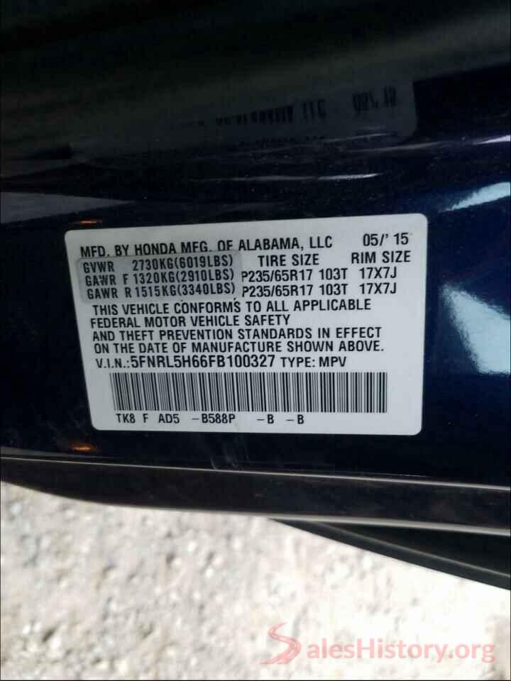 KNAFK4A68G5595866 2015 HONDA ODYSSEY