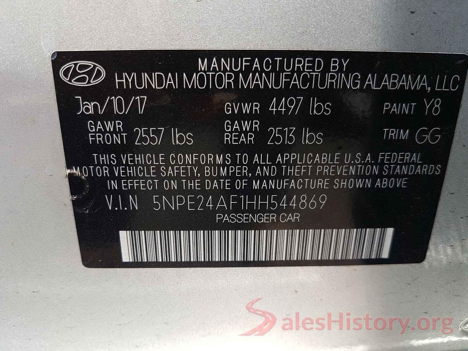 5NPE24AF1HH544869 2017 HYUNDAI SONATA