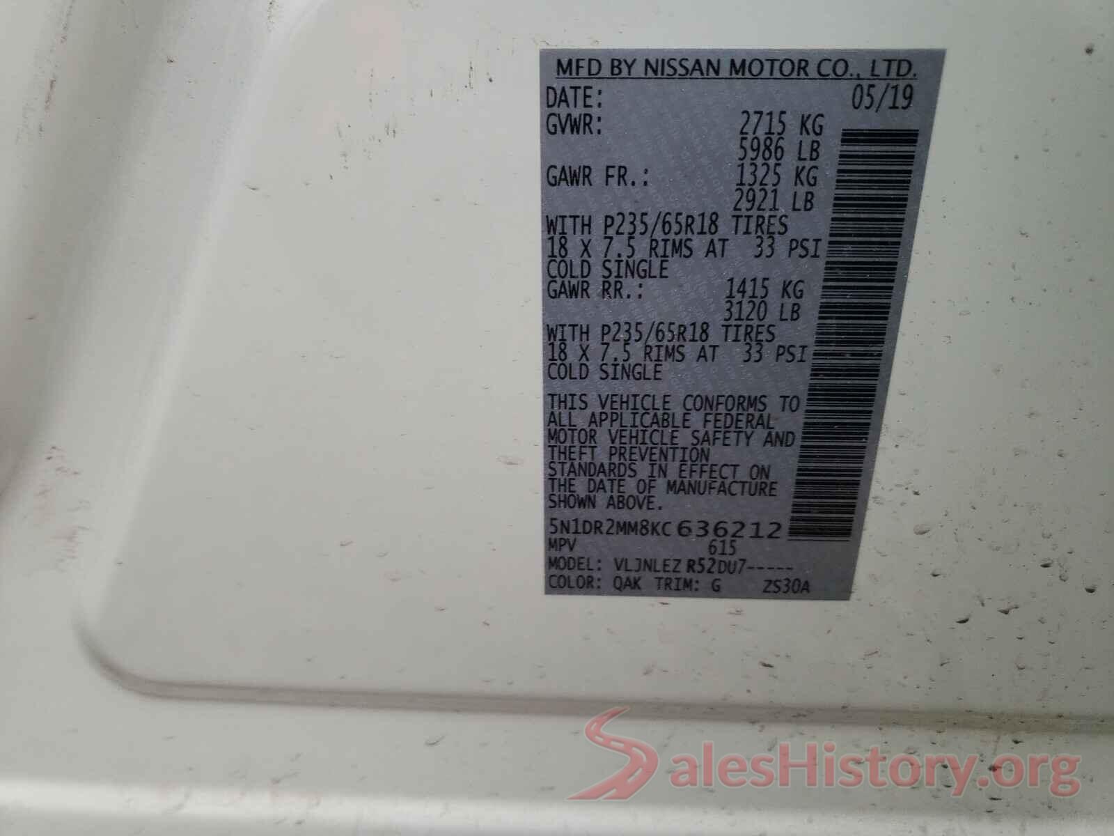 4T1B11HK7KU828720 2019 NISSAN PATHFINDER