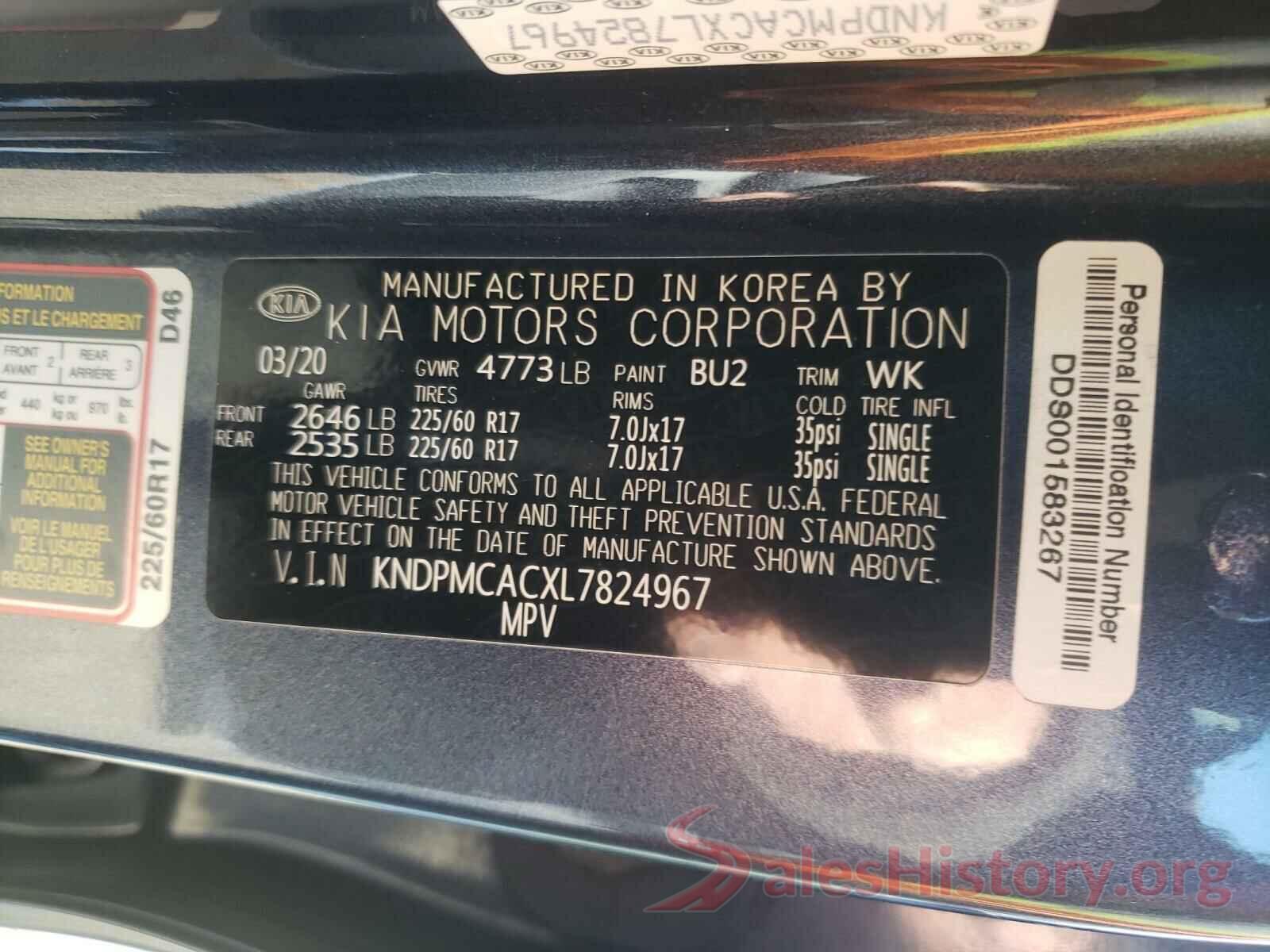 KNDPMCACXL7824967 2020 KIA SPORTAGE