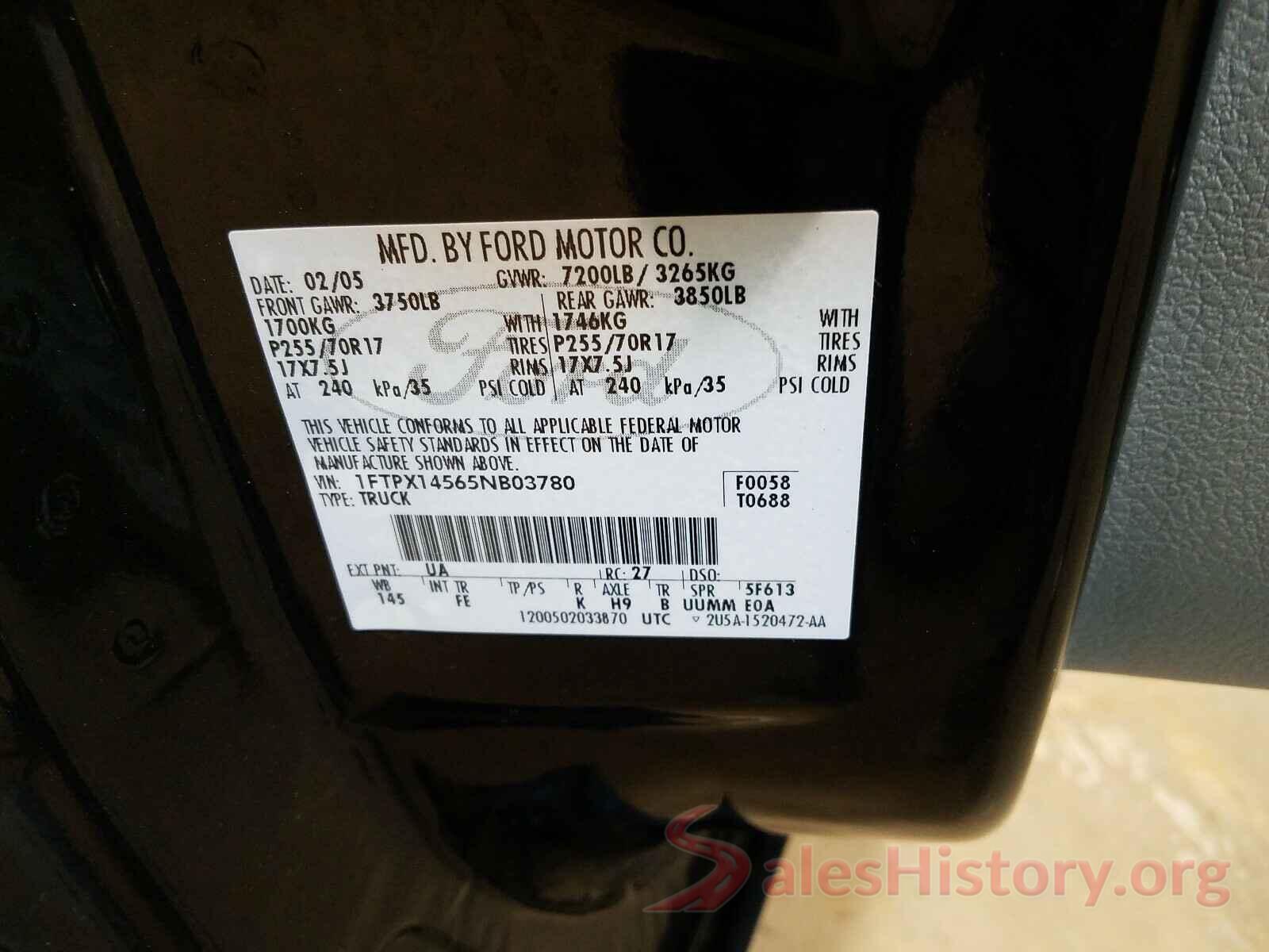 5XYPG4A39KG517837 2005 FORD F150