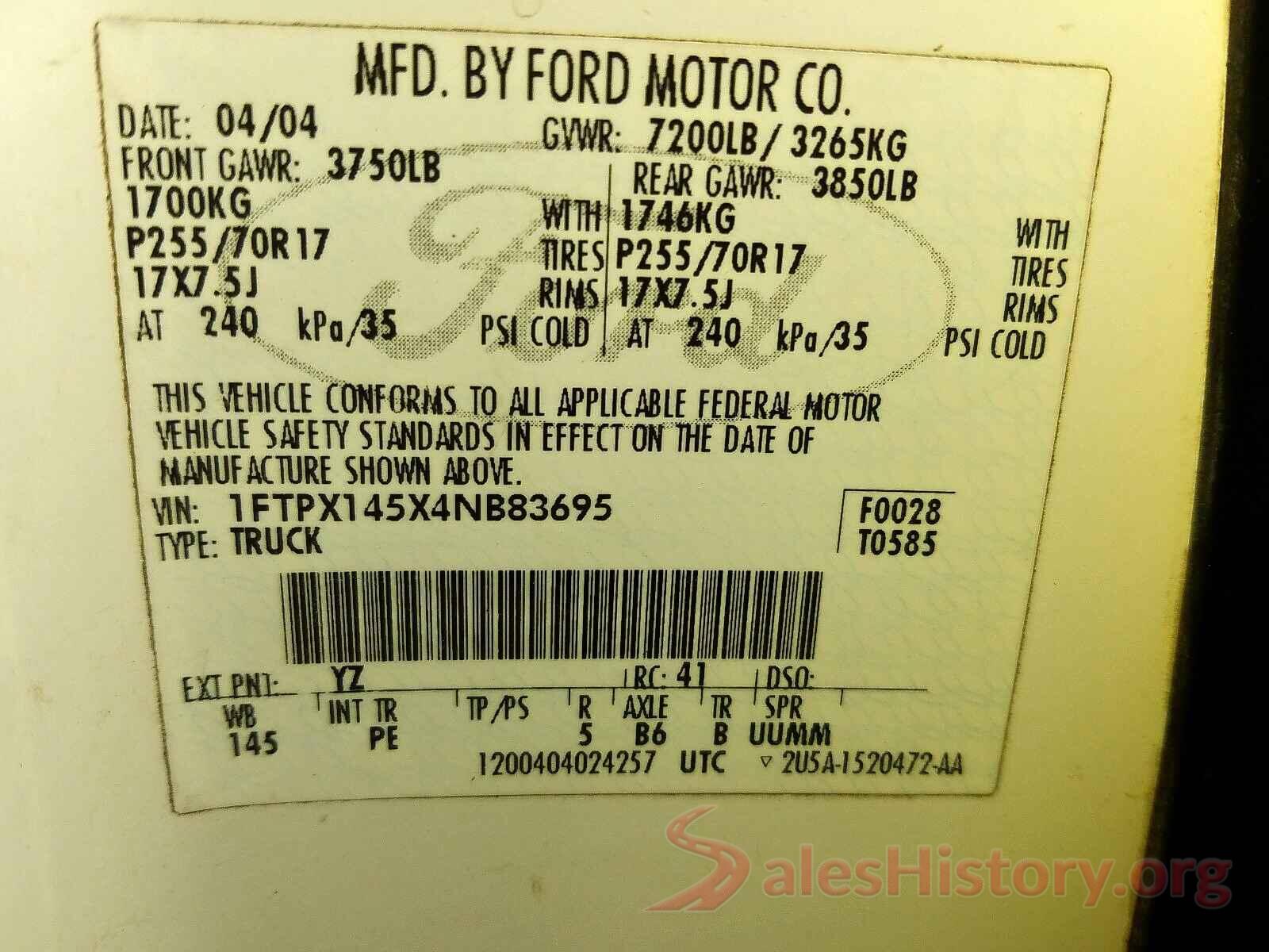 1N4AA6AP0GC385106 2004 FORD F150