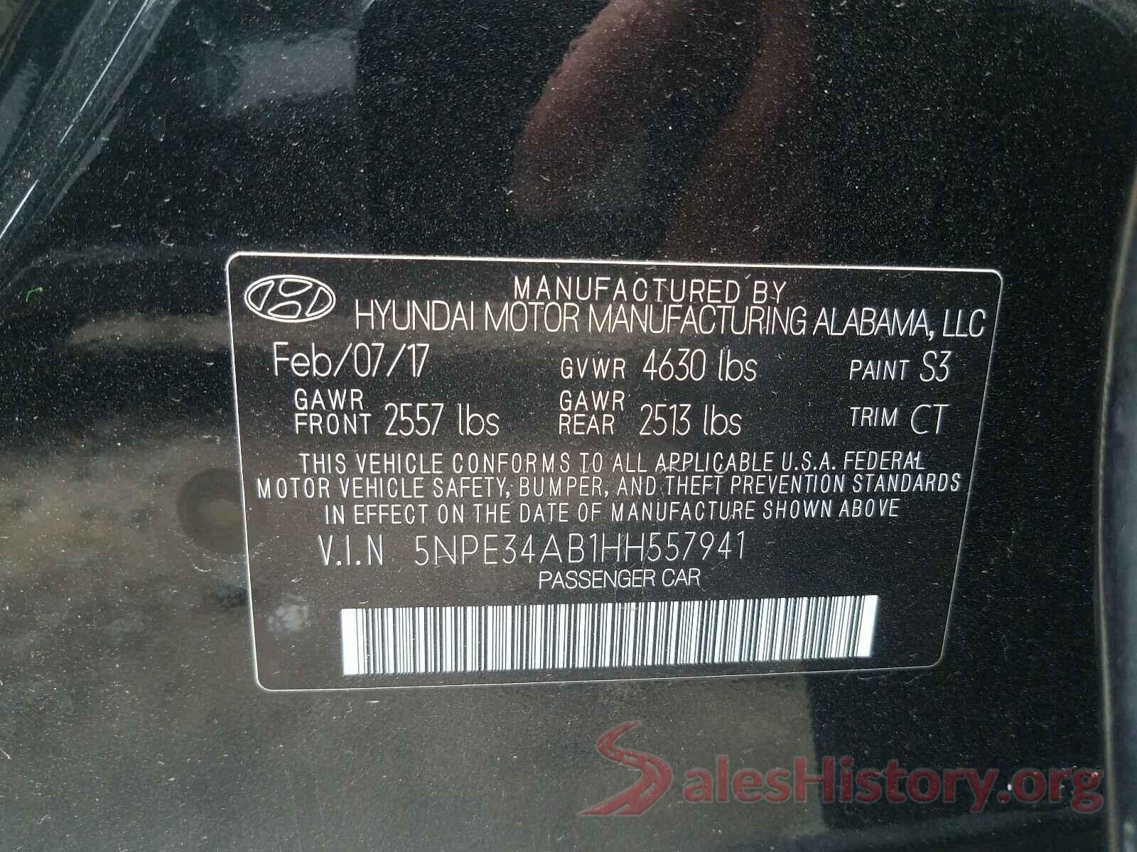 5NPE34AB1HH557941 2017 HYUNDAI SONATA