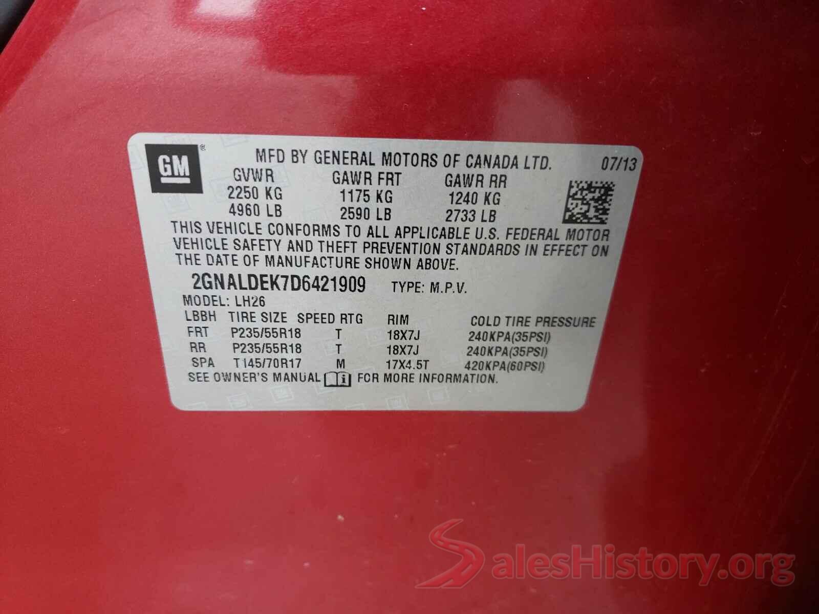 1FMCU0F77JUB20261 2013 CHEVROLET EQUINOX