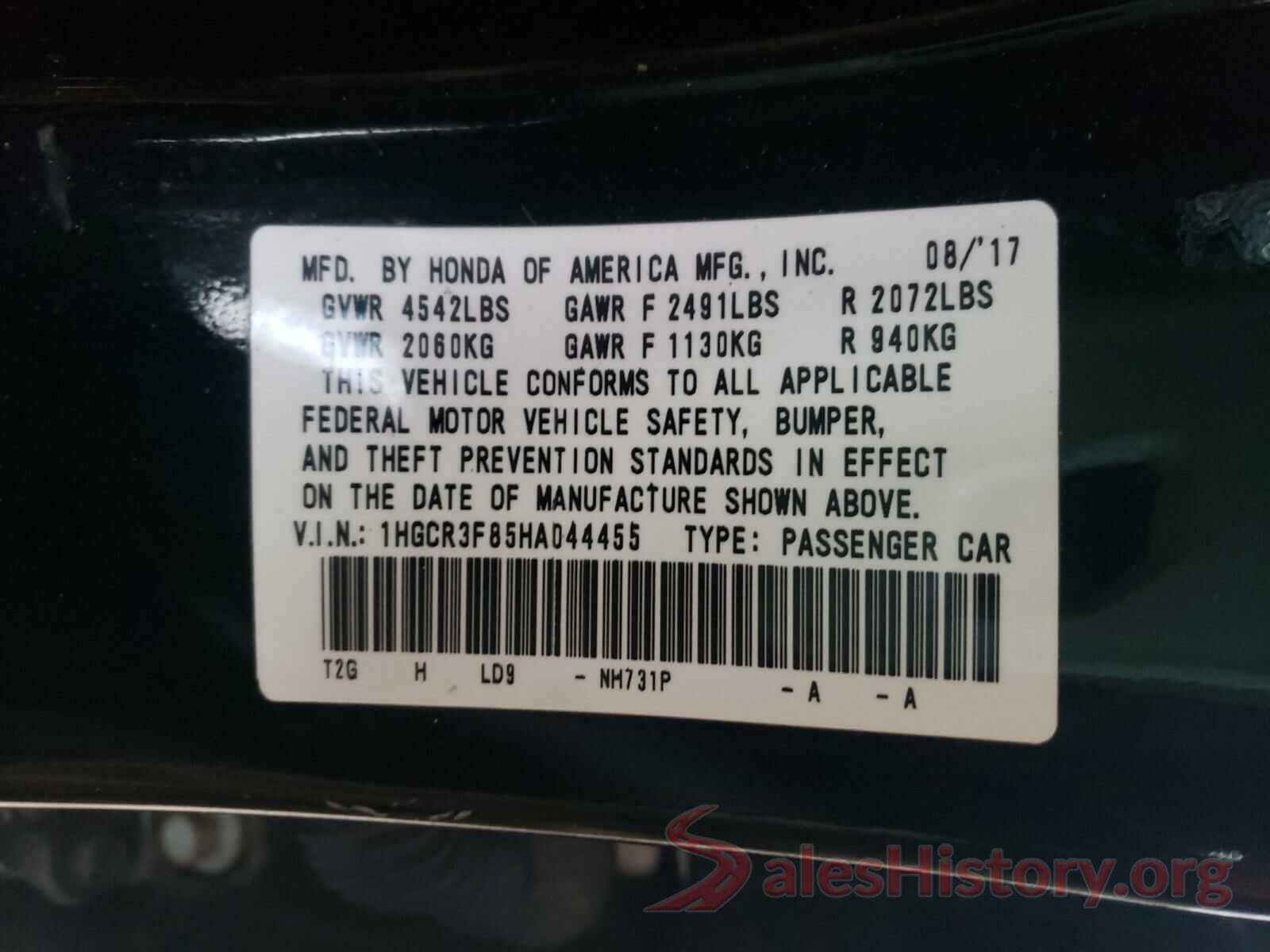 1HGCR3F85HA044455 2017 HONDA ACCORD