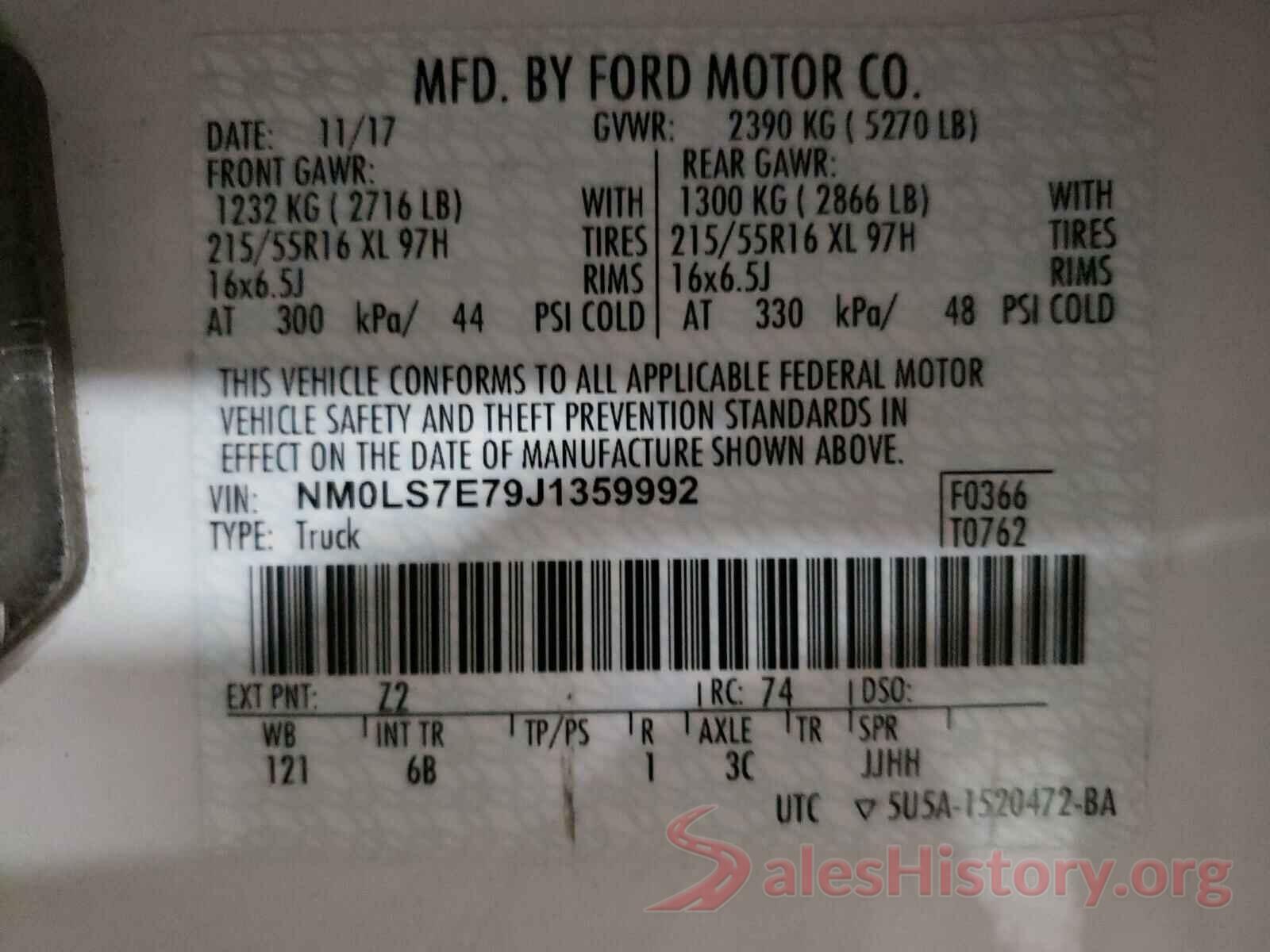 NM0LS7E79J1359992 2018 FORD TRANSIT CO