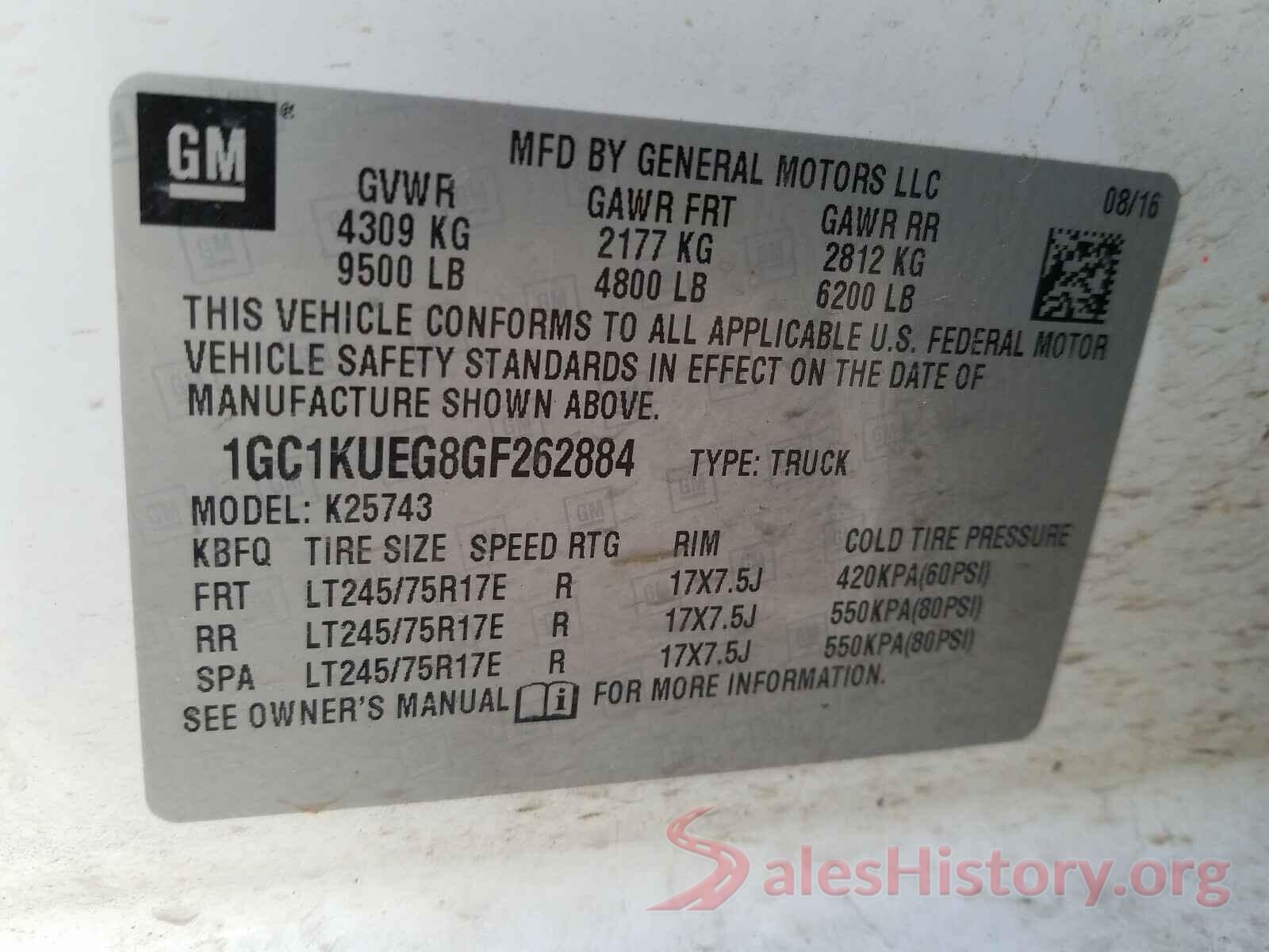 1GC1KUEG8GF262884 2016 CHEVROLET SILVERADO