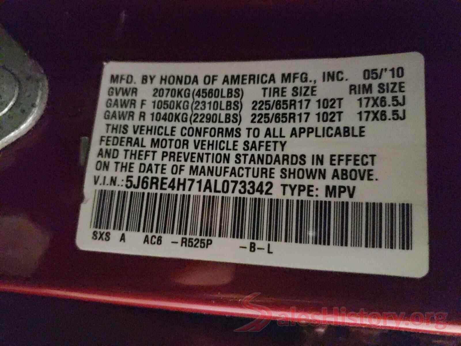 00000000000905959 2010 HONDA CRV