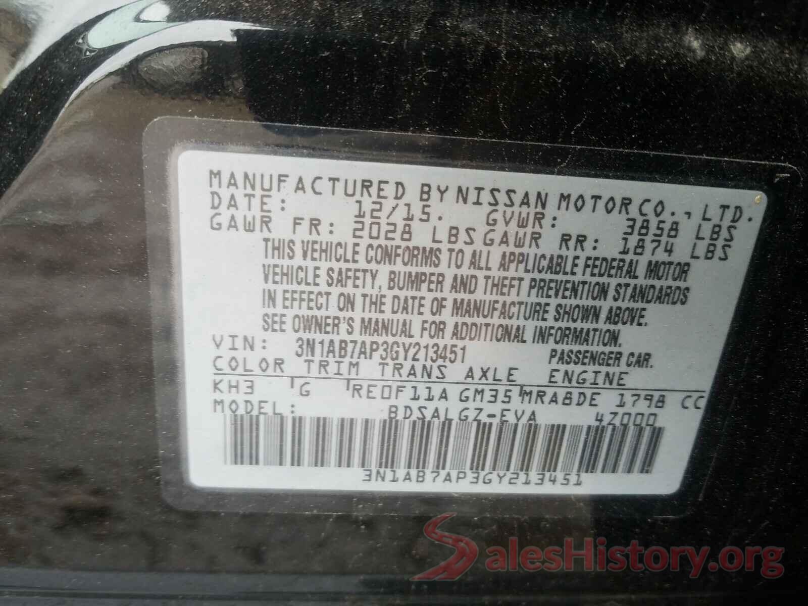 3N1AB7AP3GY213451 2016 NISSAN SENTRA