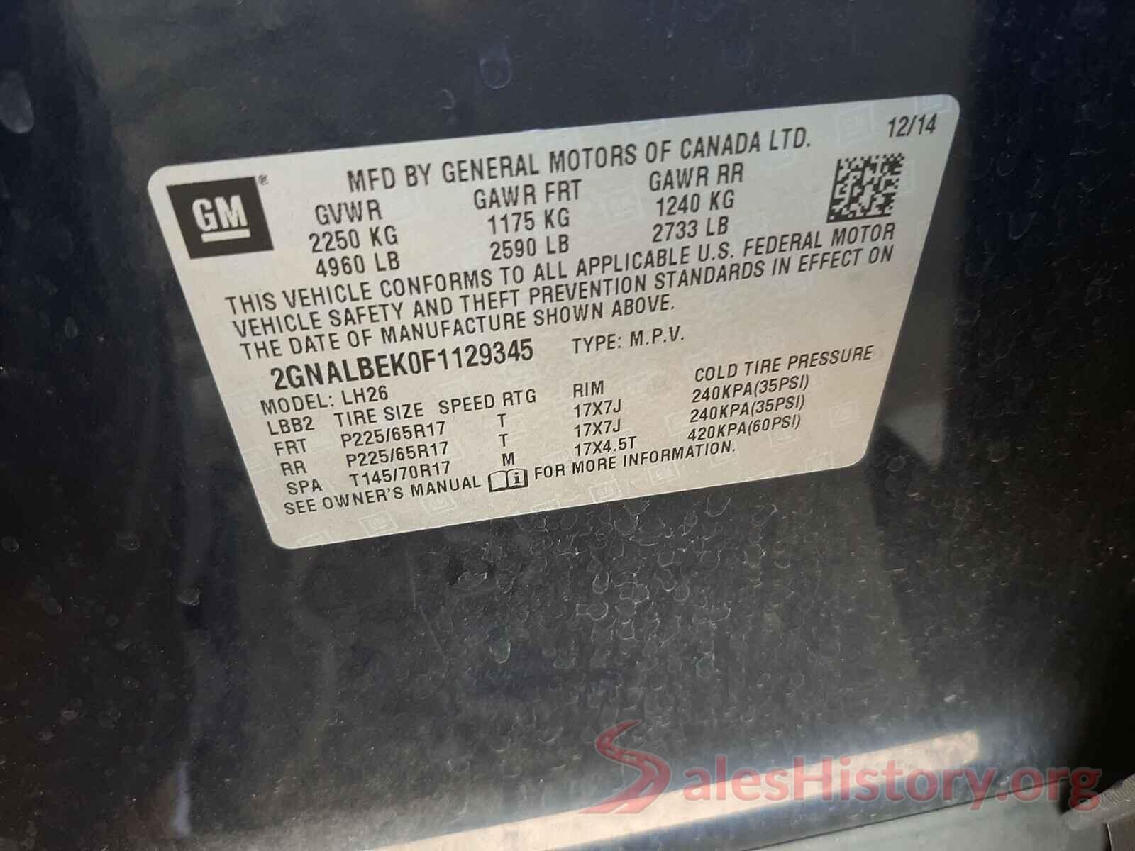 1C3CDFBBXGD750516 2015 CHEVROLET EQUINOX