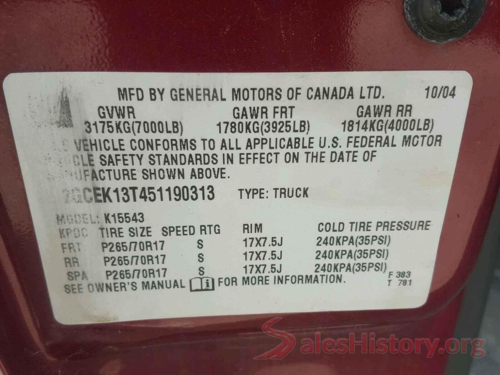 1C4PJLCB3HW507235 2005 CHEVROLET SILVERADO