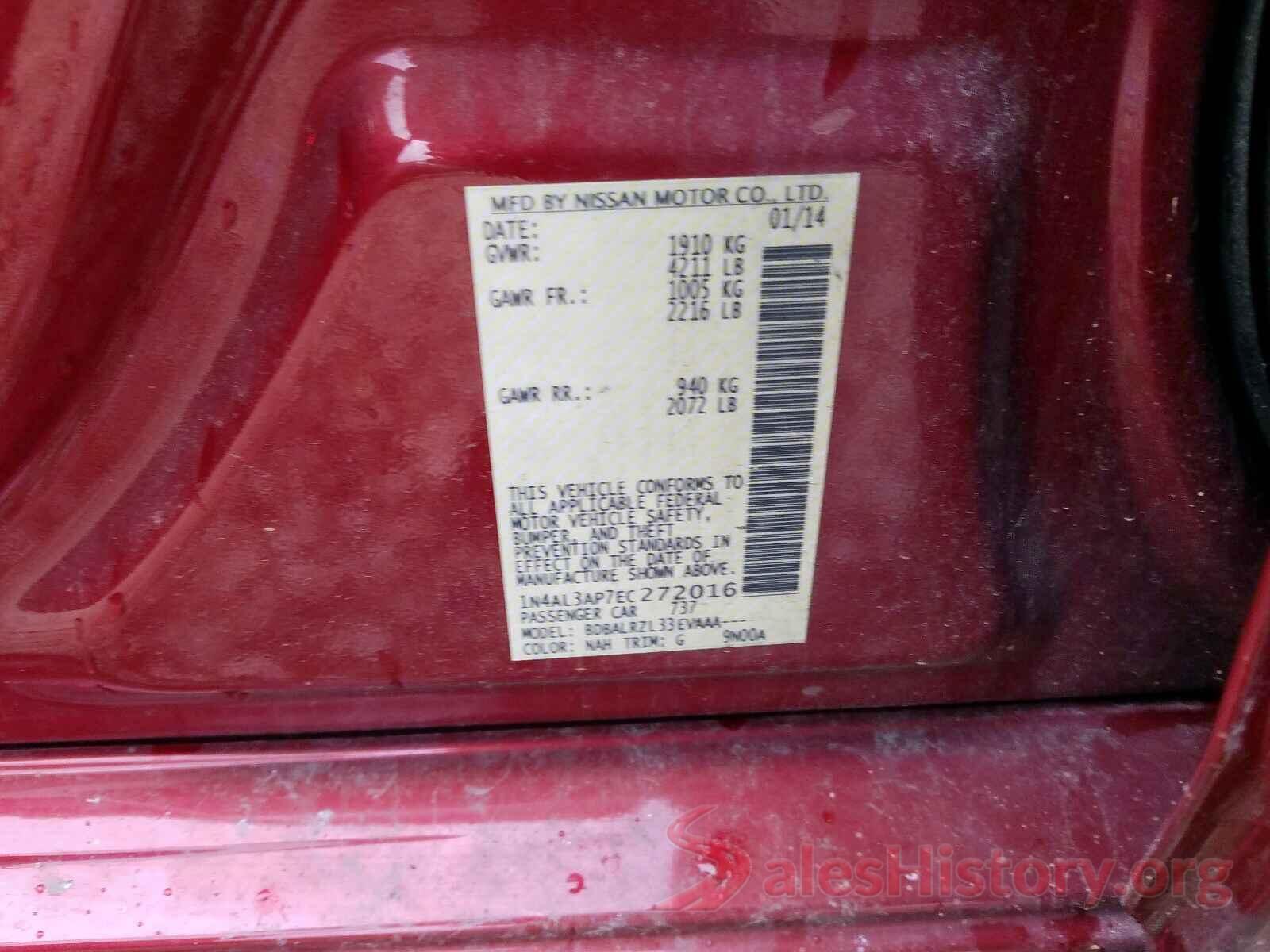 3N1AB7AP3KY297604 2014 NISSAN ALTIMA