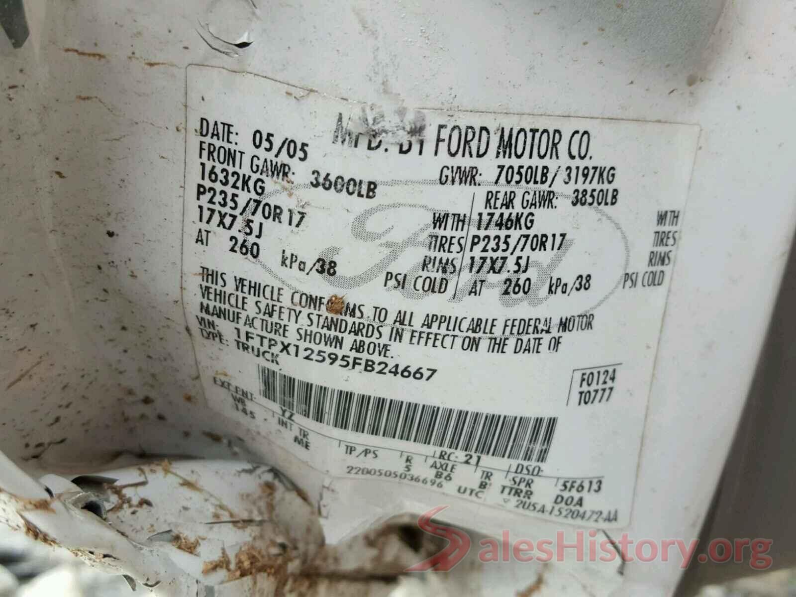 WDCTG4GB3JJ527625 2005 FORD F150