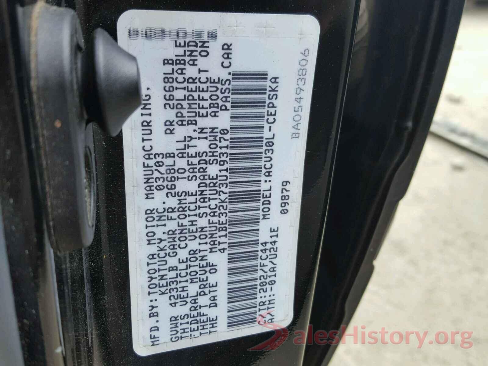 5TFCZ5AN6JX126589 2003 TOYOTA CAMRY