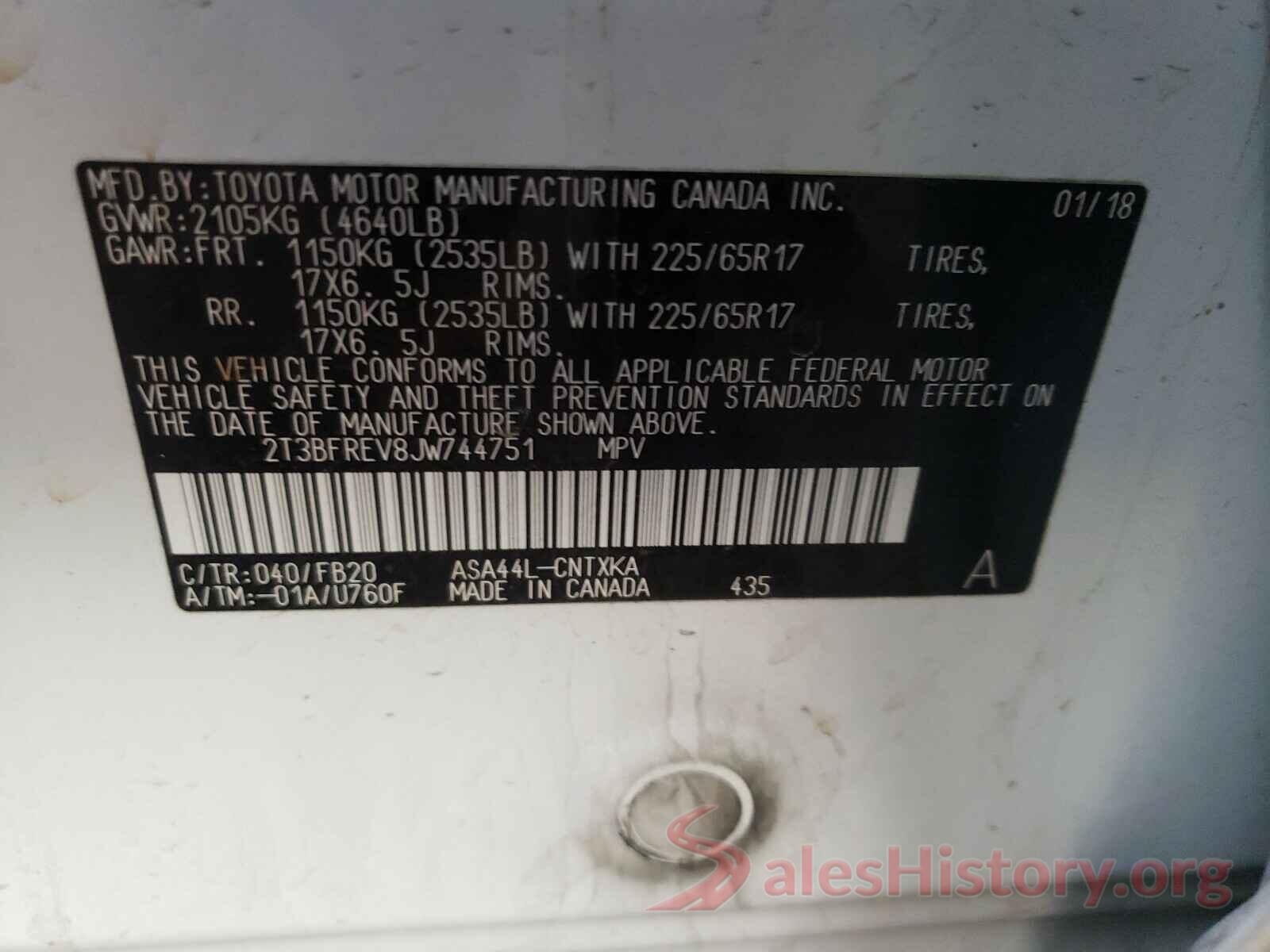 2T3BFREV8JW744751 2018 TOYOTA RAV4