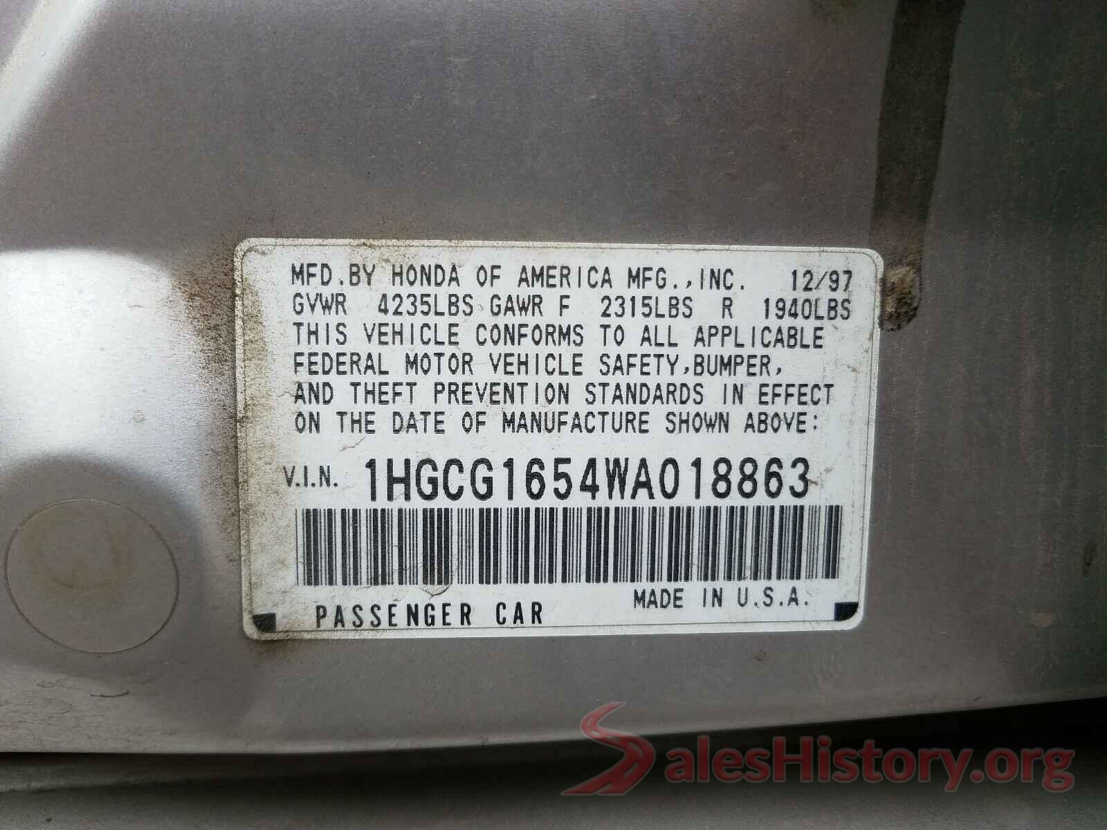 1N4AL3AP9JC128400 1998 HONDA ACCORD