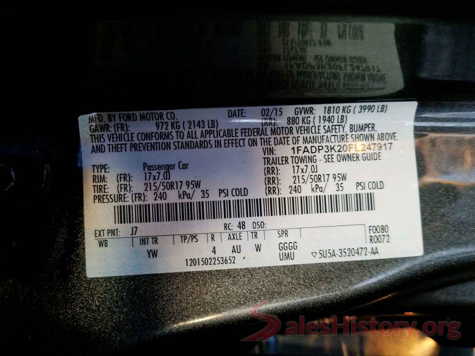 JF1VA1B68K9802424 2015 FORD FOCUS