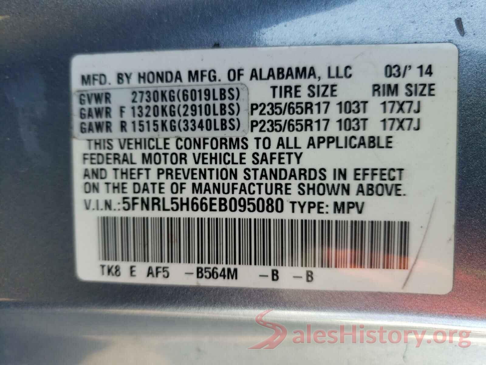 5N1DR2MM0JC606135 2014 HONDA ODYSSEY