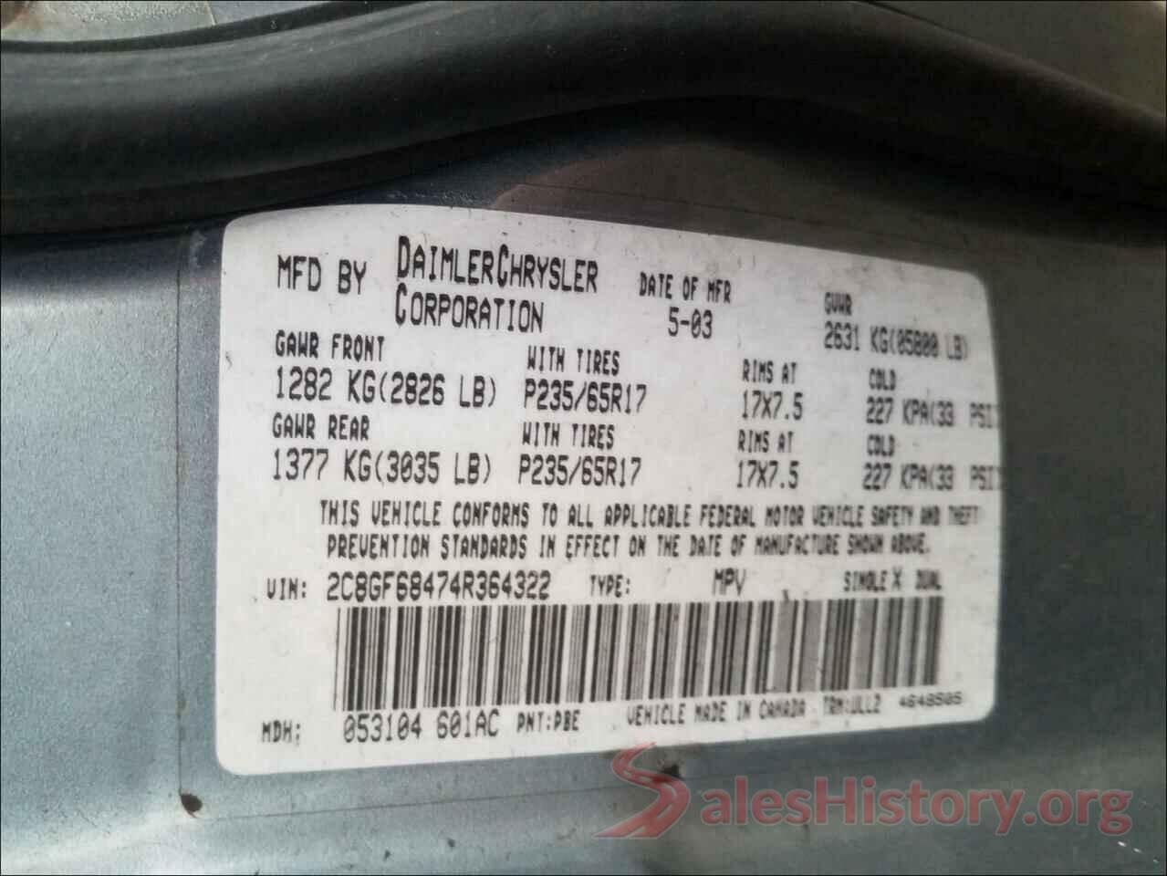 2C4RDGBG7HR860221 2004 CHRYSLER PACIFICA