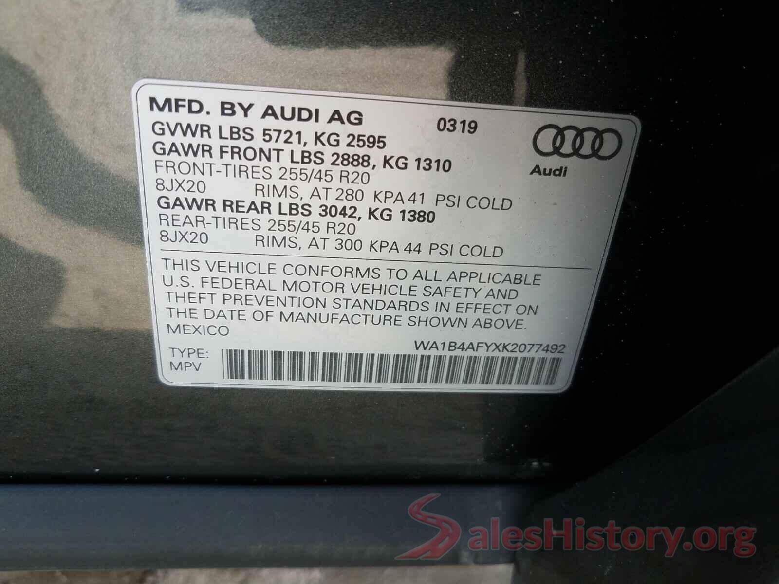 5XYPGDA53LG692779 2019 AUDI SQ5