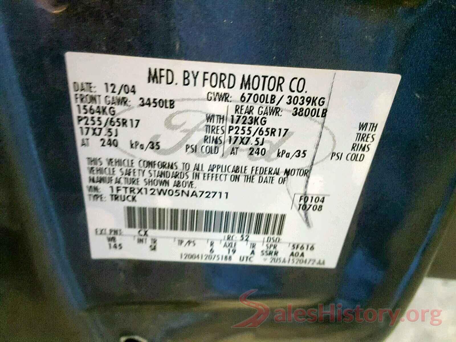 3MYDLBYV0JY314714 2005 FORD F150