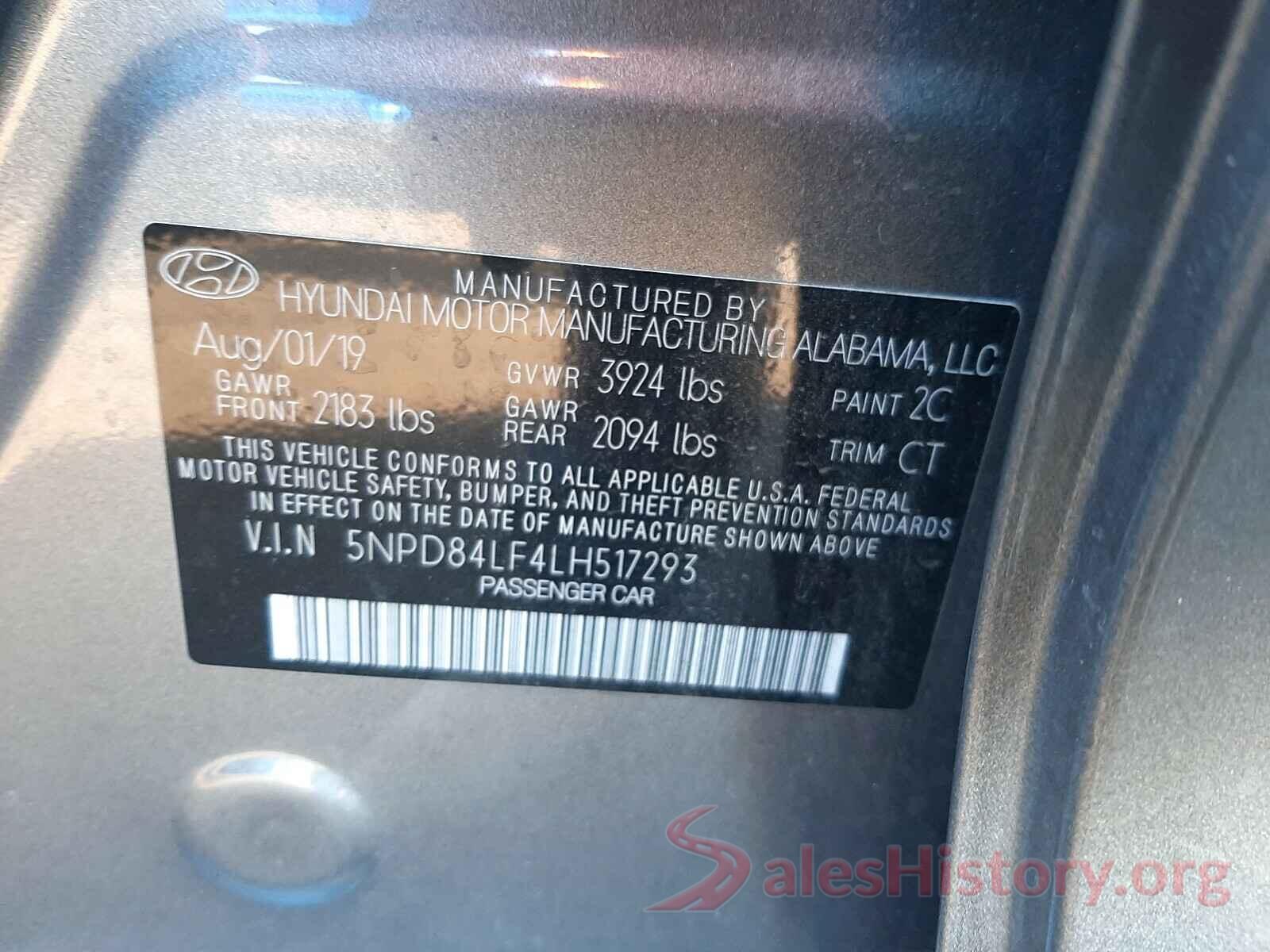 5NPD84LF4LH517293 2020 HYUNDAI ELANTRA