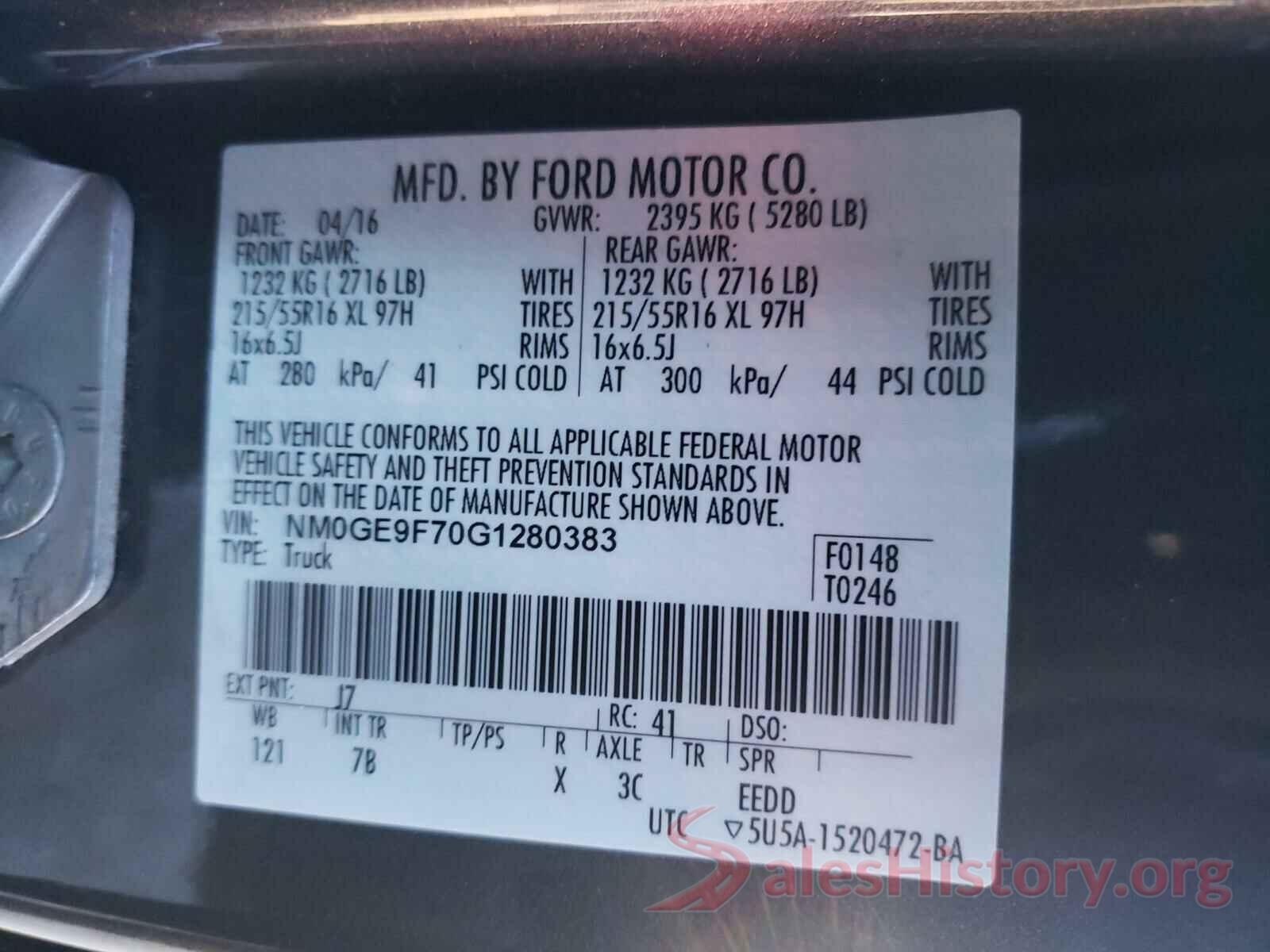 NM0GE9F70G1280383 2016 FORD TRANSIT CO