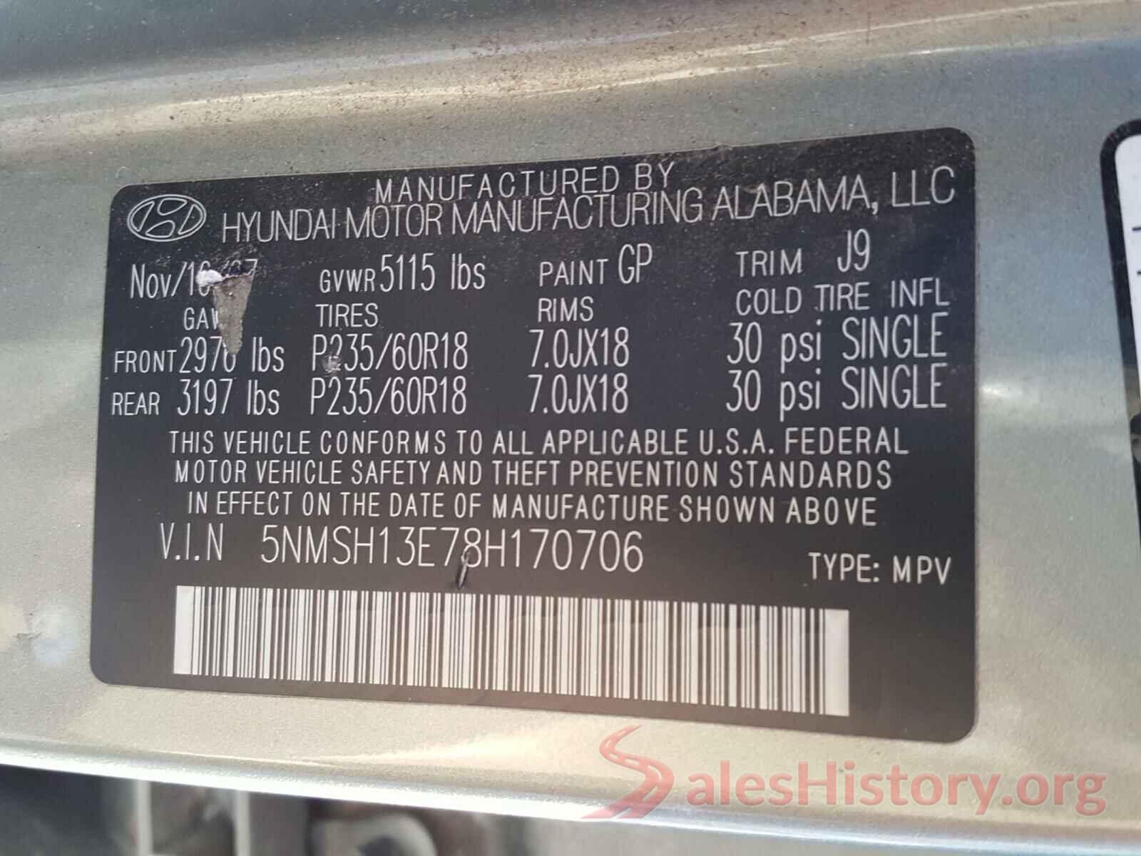 1C4PJLCB0KD416412 2008 HYUNDAI SANTA FE