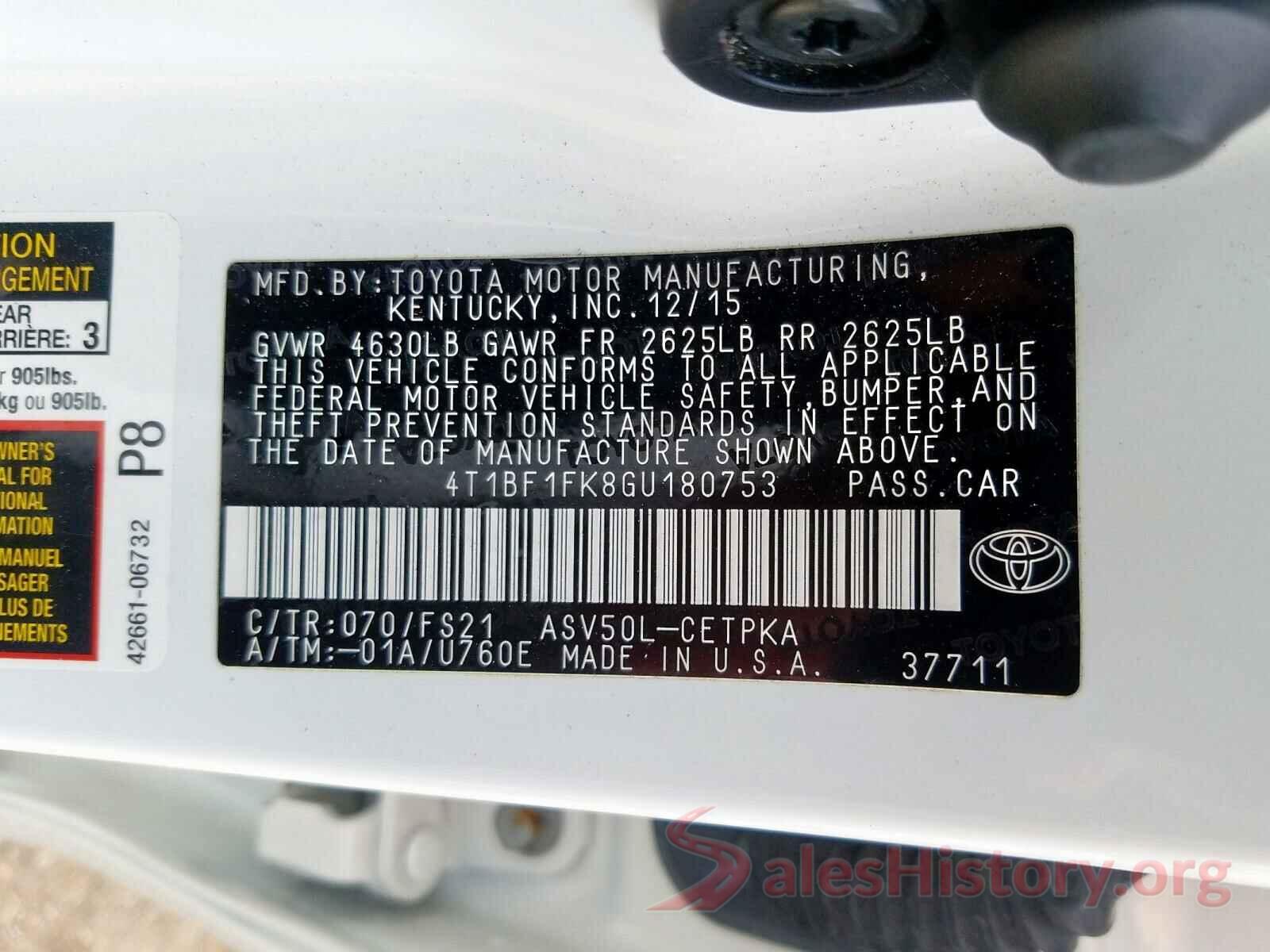 3VWDB7AJ7HM323625 2016 TOYOTA CAMRY