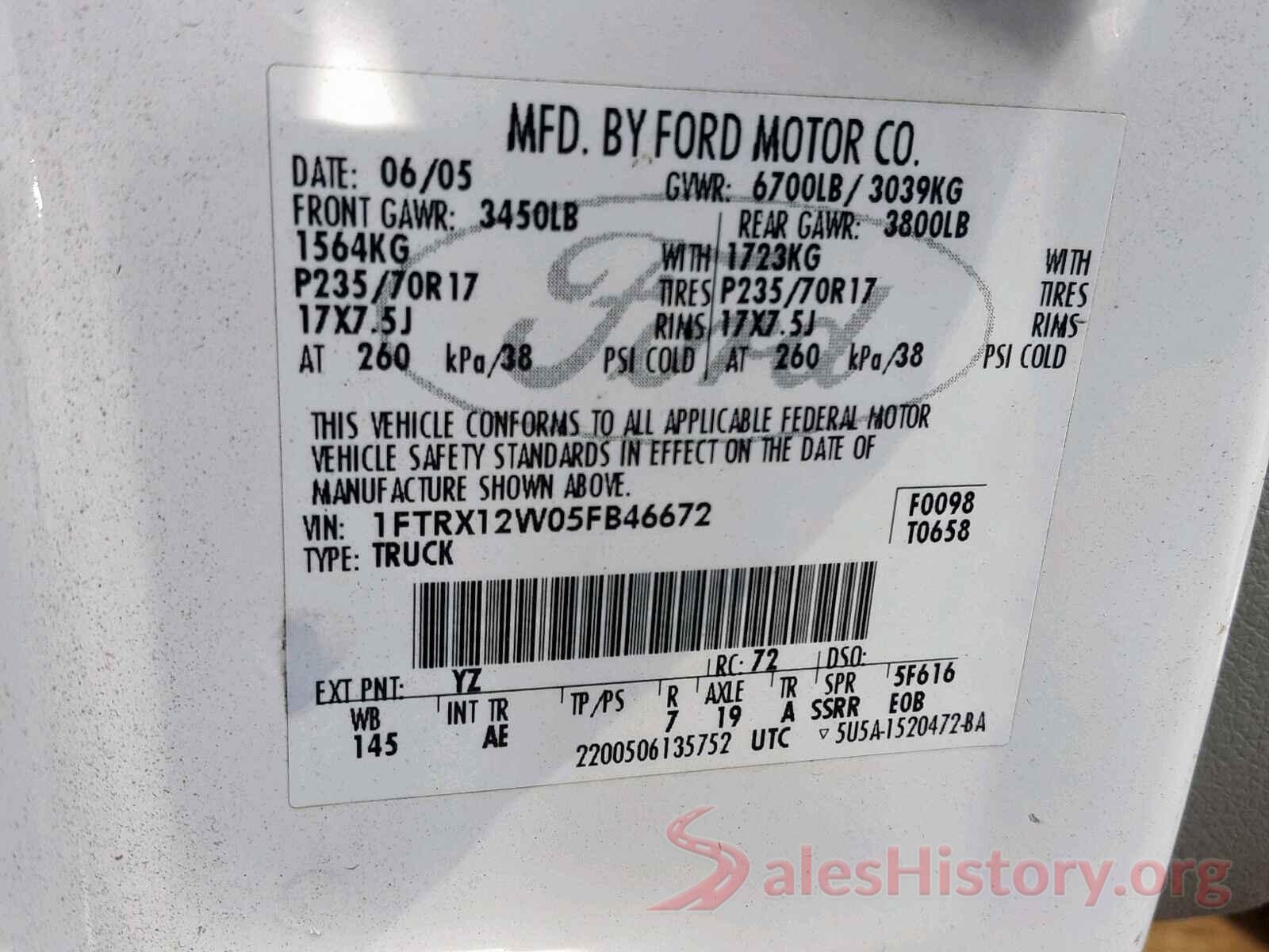 1FAHP2E9XGG136077 2005 FORD F150