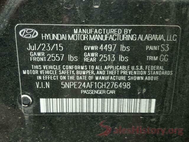 5NPE24AFXHH543249 2016 HYUNDAI SONATA