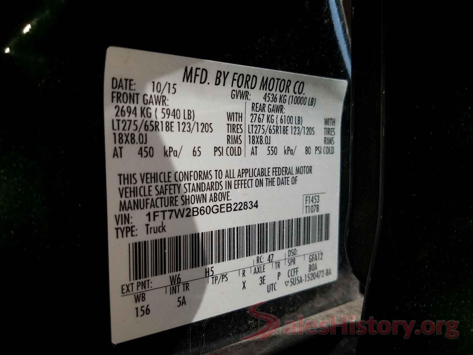 1FT7W2B60GEB22834 2016 FORD F250