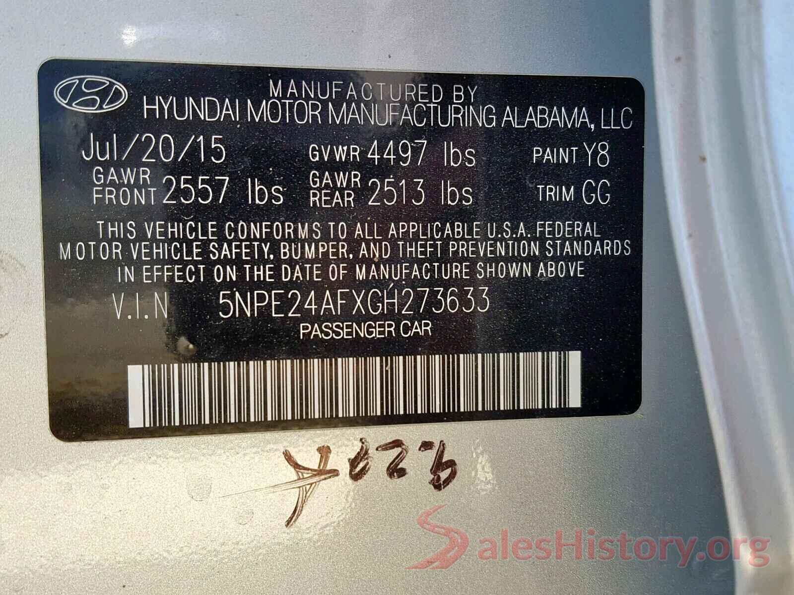 1N6AD0ER3GN734447 2016 HYUNDAI SONATA