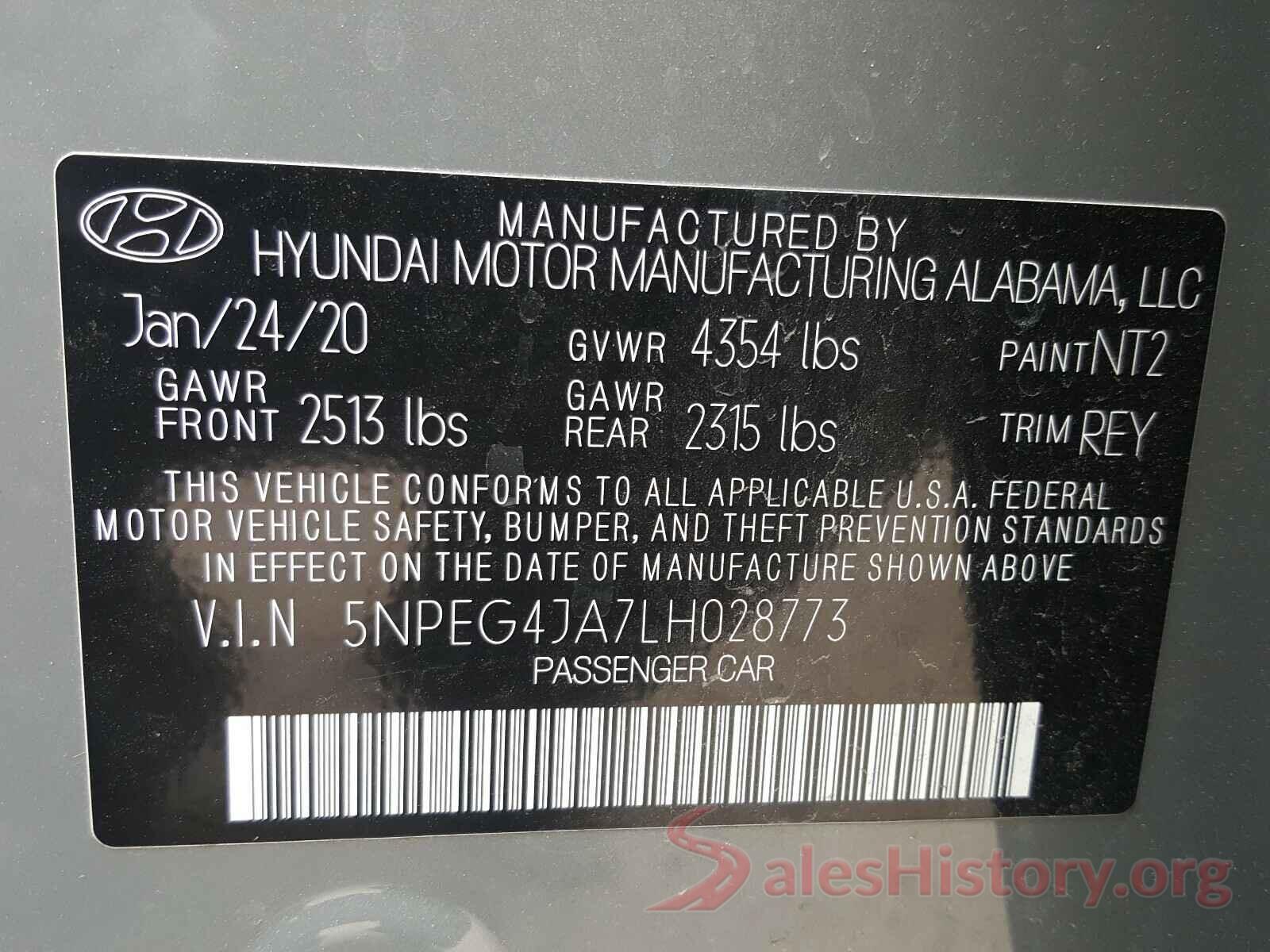 5NPEG4JA7LH028773 2020 HYUNDAI SONATA