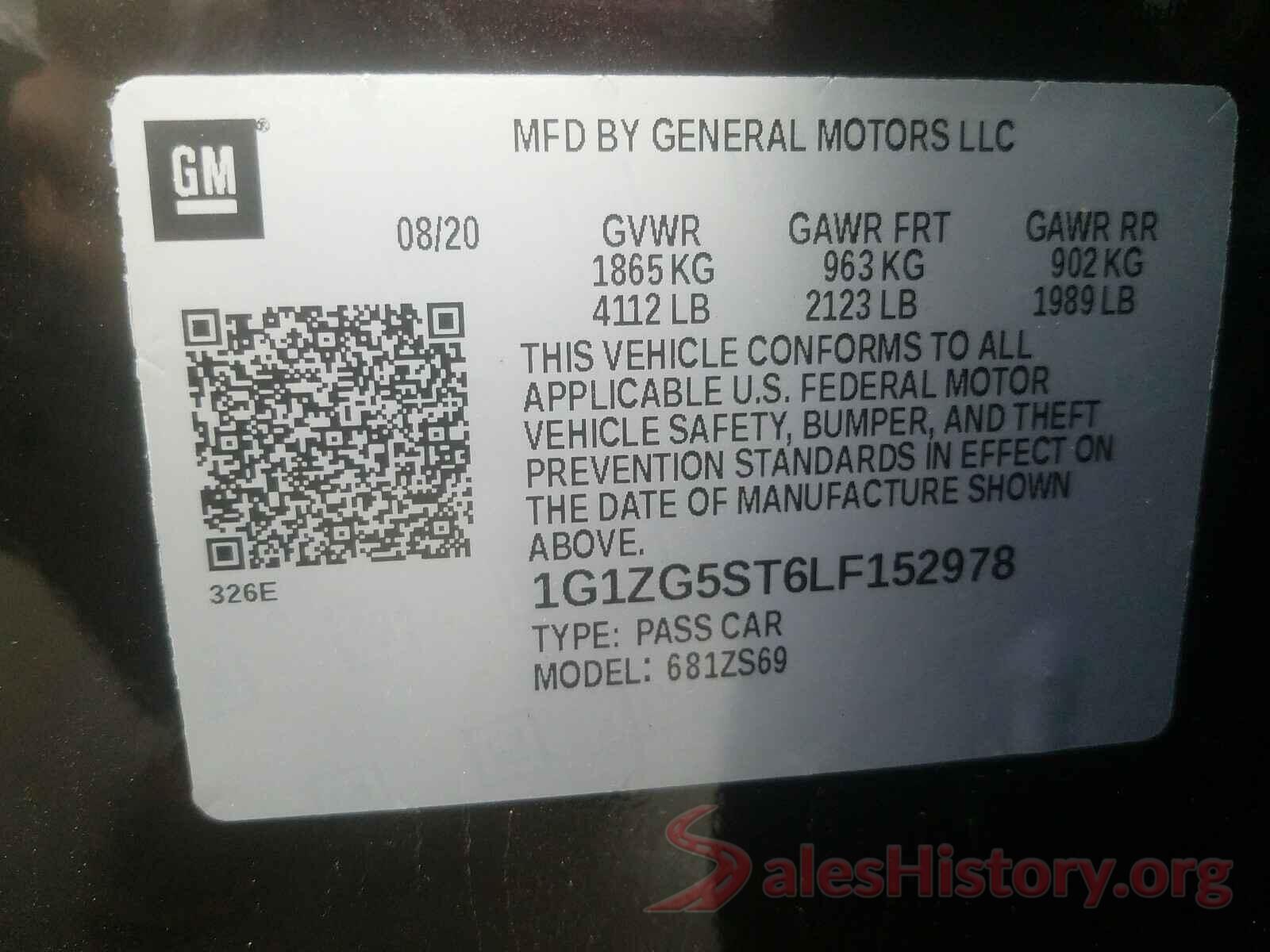 1G1ZG5ST6LF152978 2020 CHEVROLET MALIBU