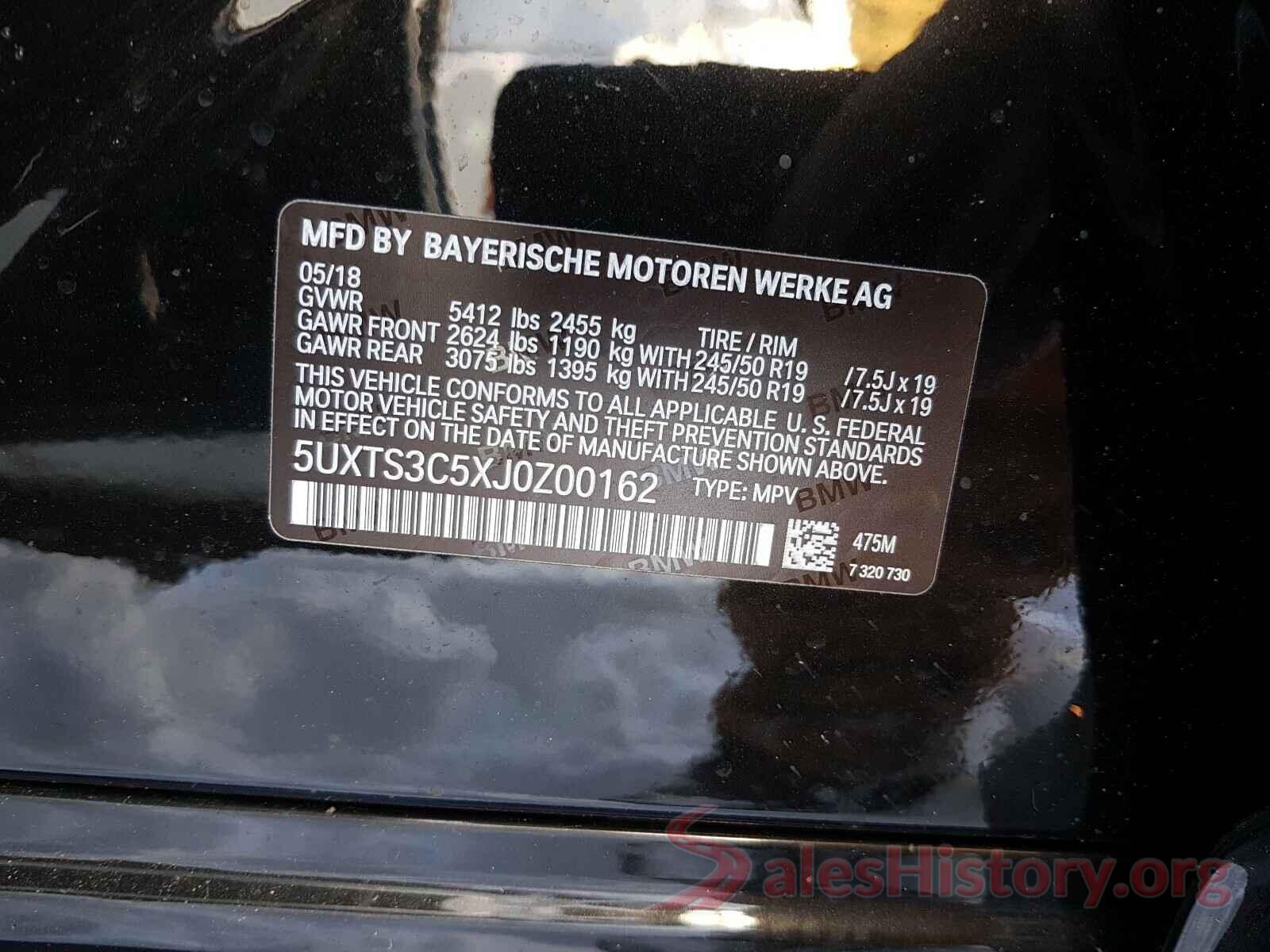 5UXTS3C5XJ0Z00162 2018 BMW X3