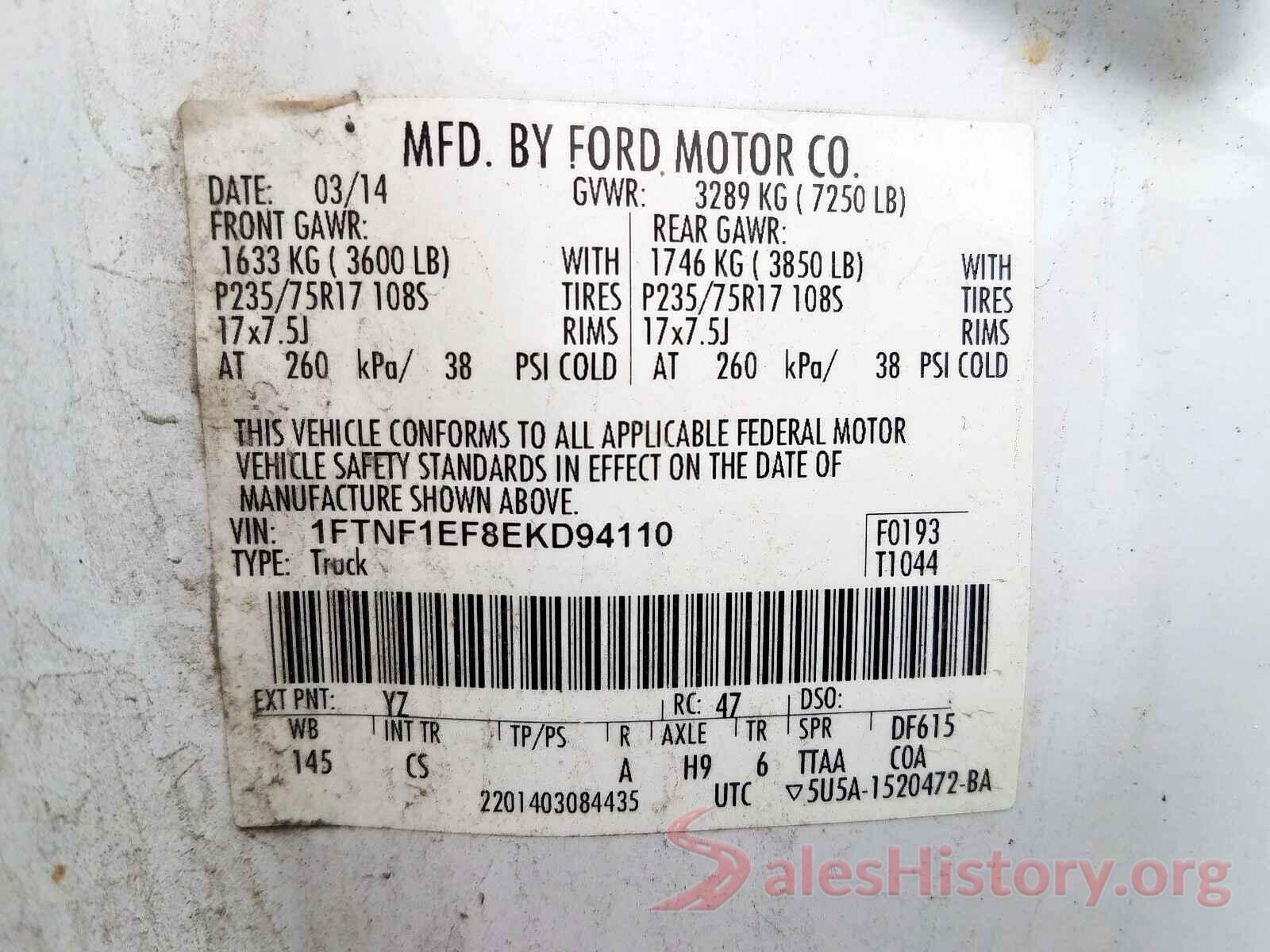 3N1CN7AP3GL878086 2014 FORD F150